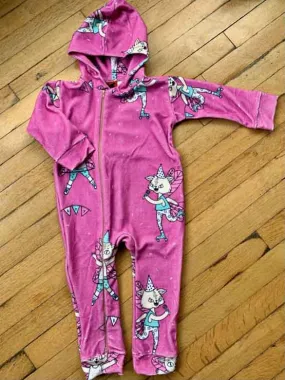 Raspberry Republic Overall One Piece - Flying Kitty Pink