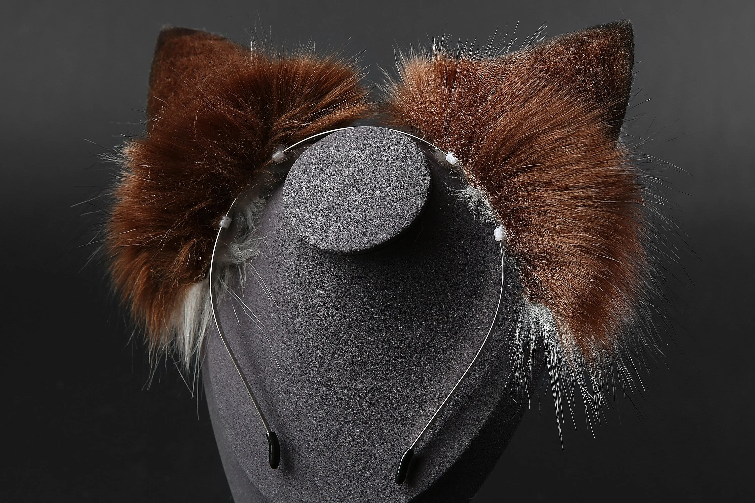 Realistic Coffee Kitten Ear and Tail set Brown Kitten Ears and Tail Cat Ear Headband Animal Ear and Tail Plug Set Christmas Gift Mature