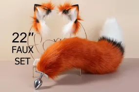 red fox tail plug and ear set fox ear and tail butt plug wolf tail buttplug with tails sextoy anime cosplay ear and tail set petplay mature