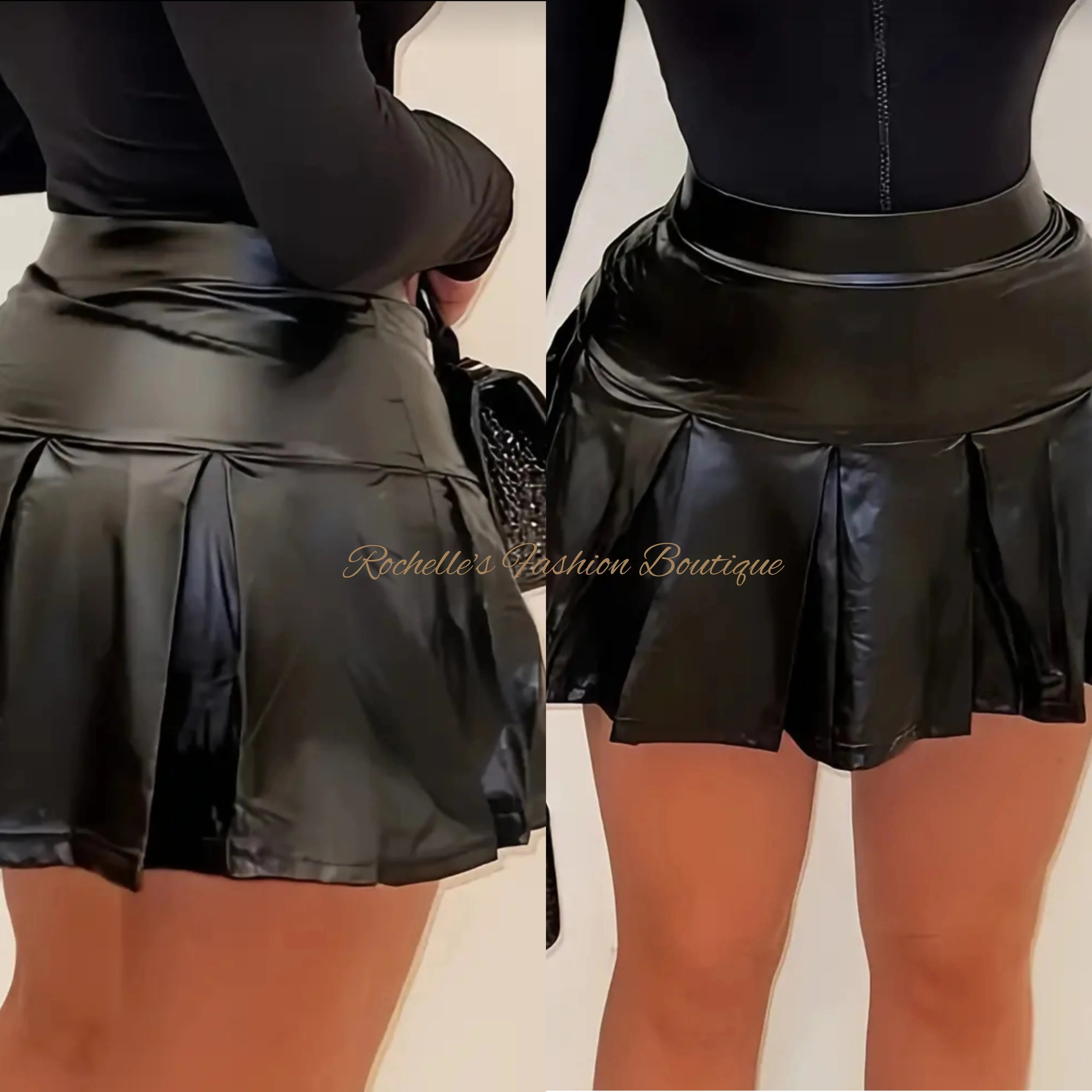 Red Leather Ruffle Skirt
