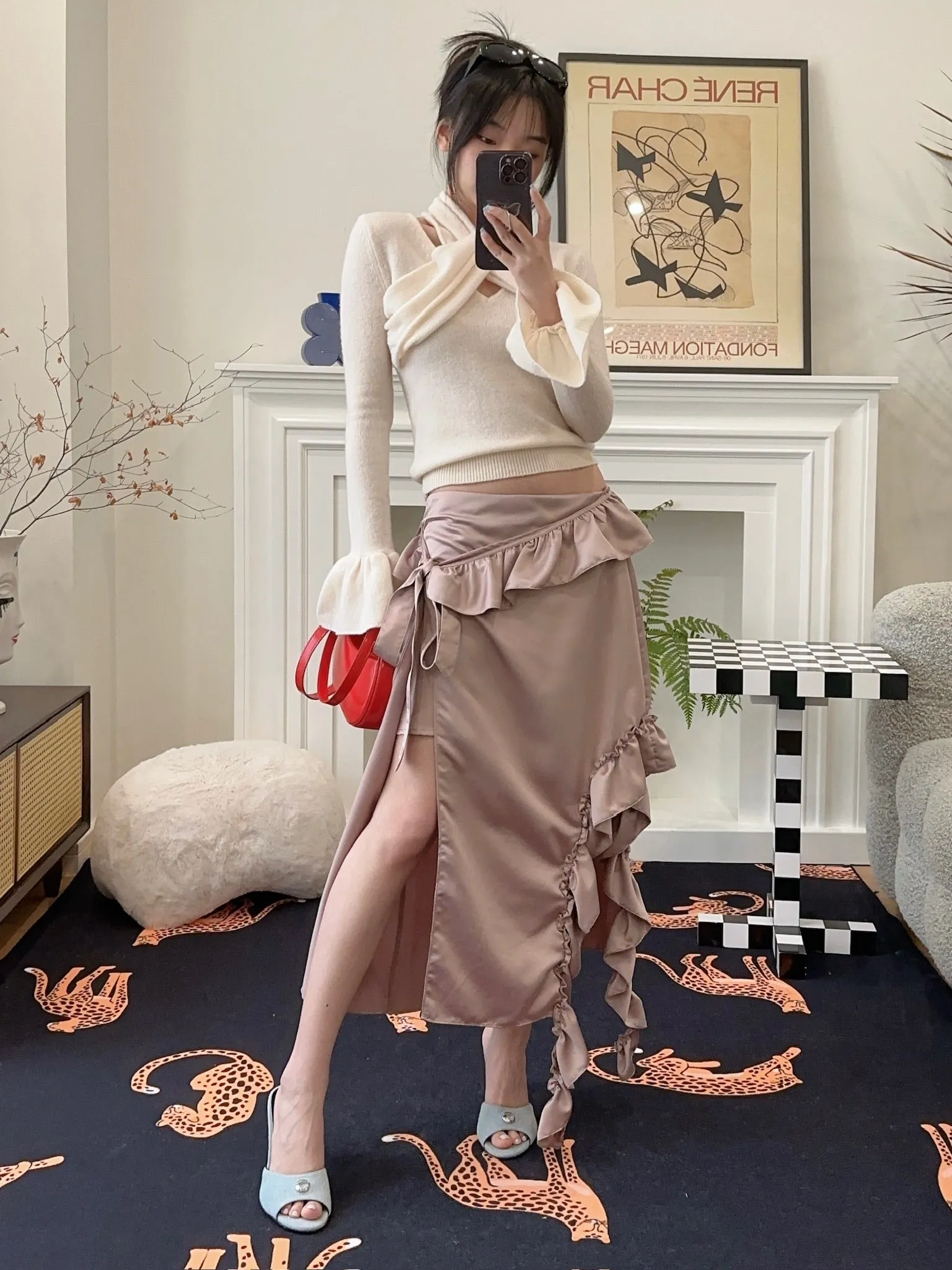 ROKH MIDI SKIRT W/ RUFFLES