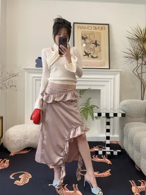 ROKH MIDI SKIRT W/ RUFFLES