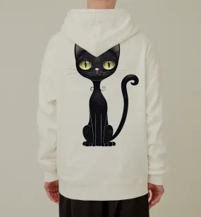 S-6XL Korean Fabric 100% Cotton Black Cat Signature Hoodie (for men and women)