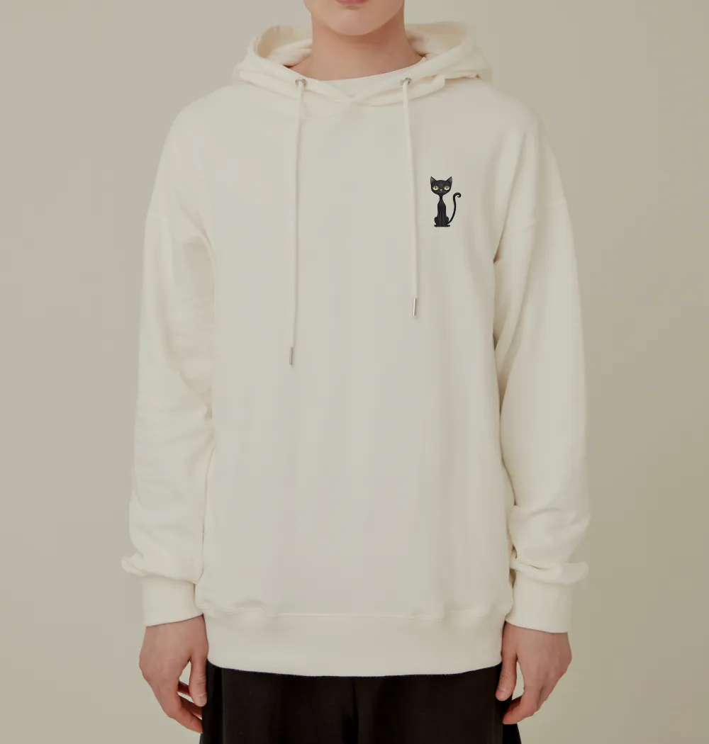 S-6XL Korean Fabric 100% Cotton Black Cat Signature Hoodie (for men and women)