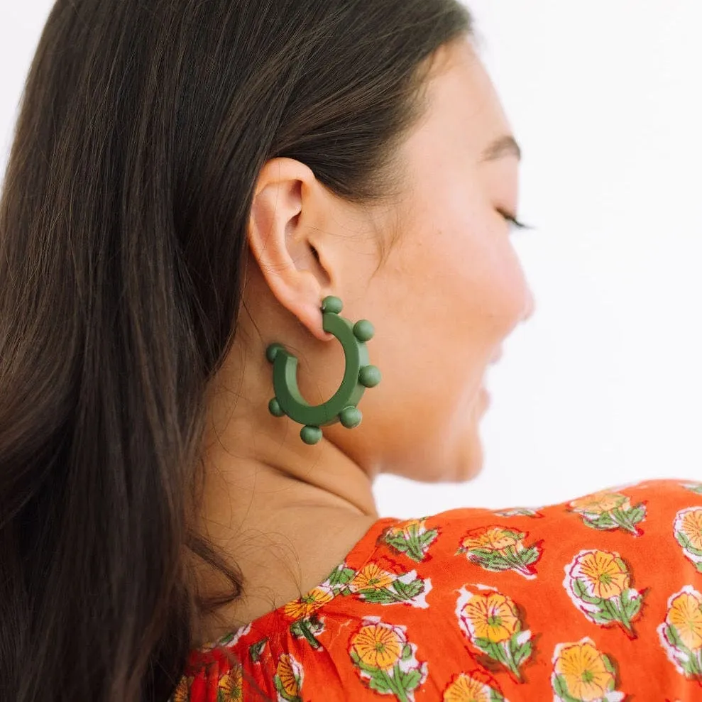 Sage Bead Hoops