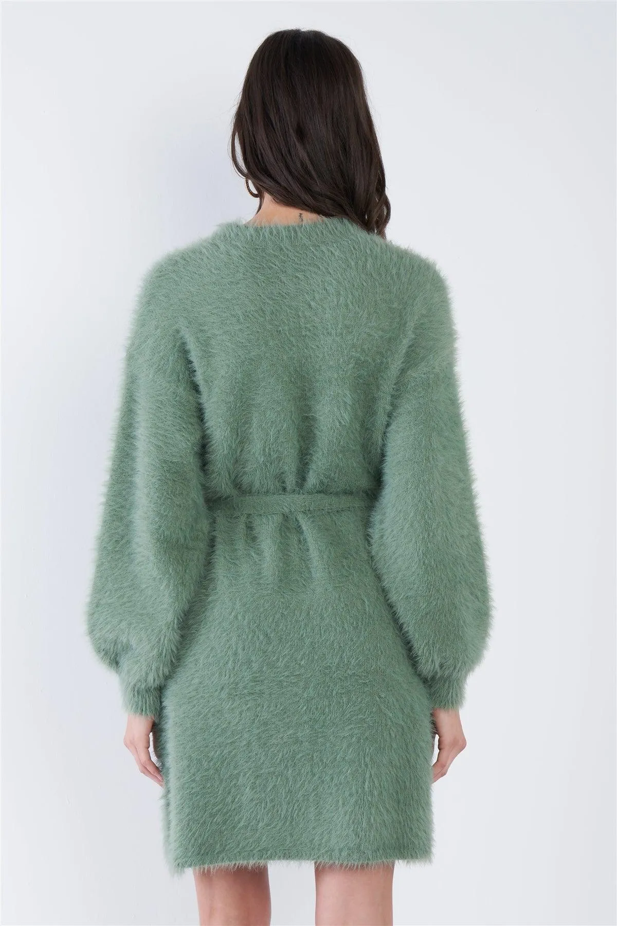 Sage Fuzzy Sweater Dress /3-2-1