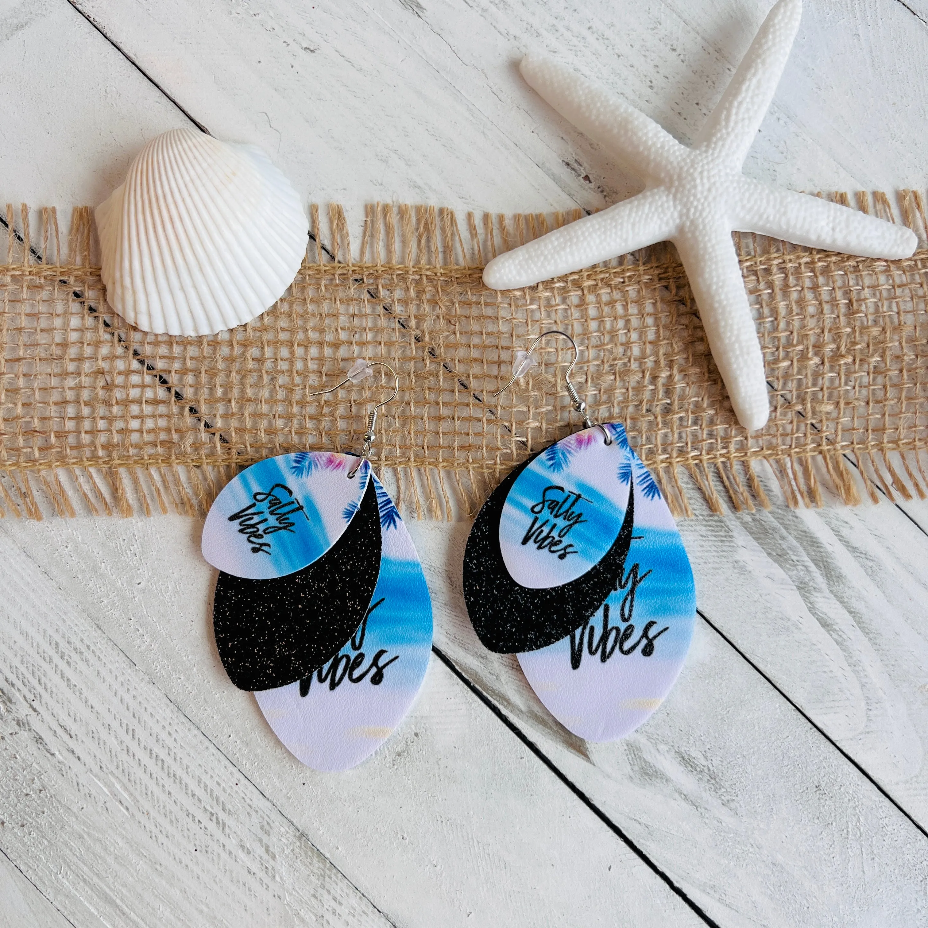 Salty Vibes Faux Leather Teardrop Ear Bling Two Styles Available