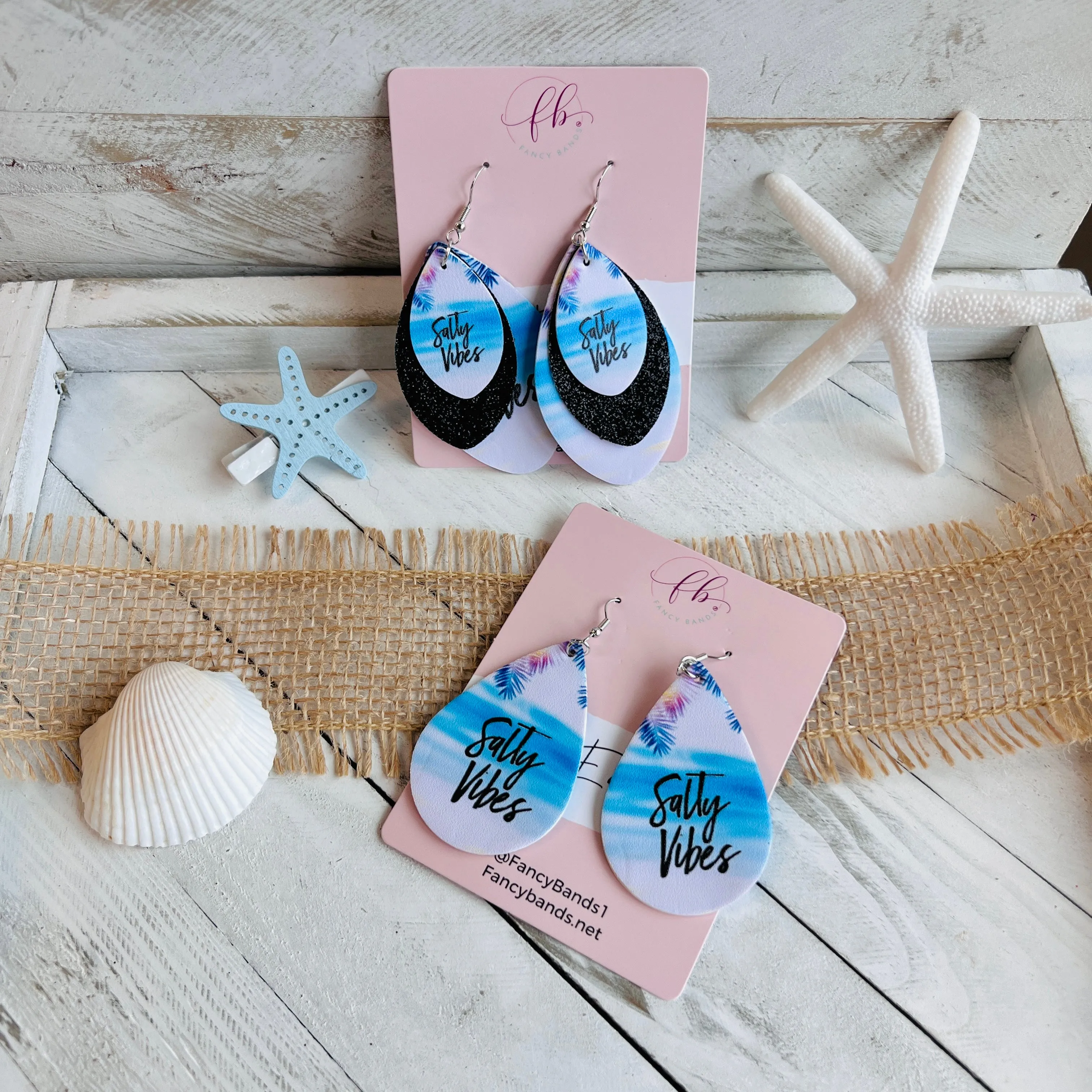 Salty Vibes Faux Leather Teardrop Ear Bling Two Styles Available