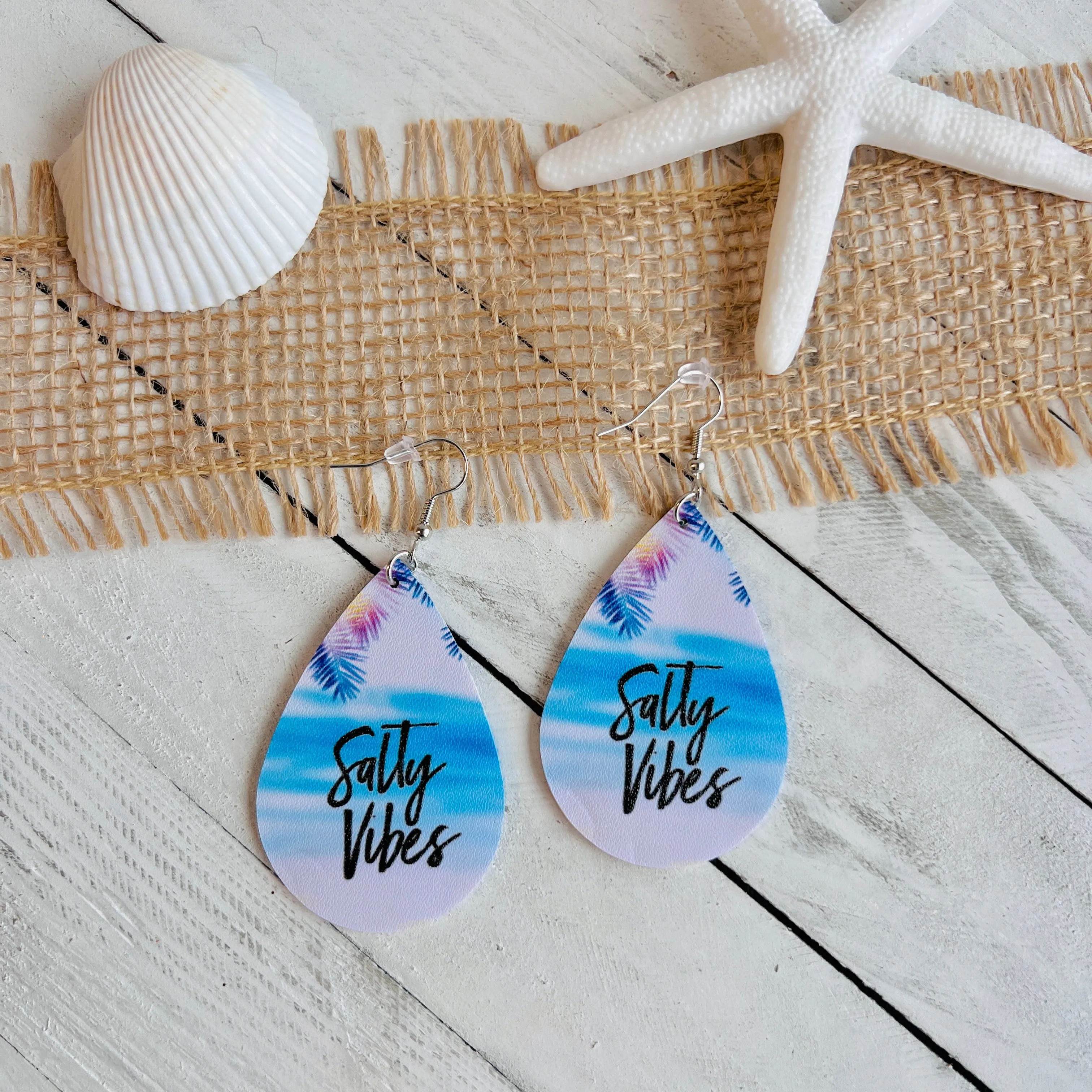Salty Vibes Faux Leather Teardrop Ear Bling Two Styles Available