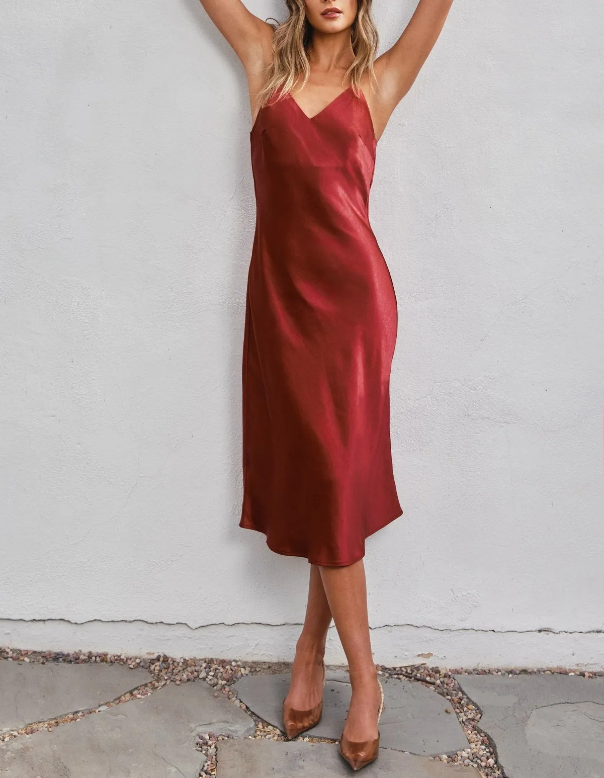 Satin Bias Cut Slip Dress
