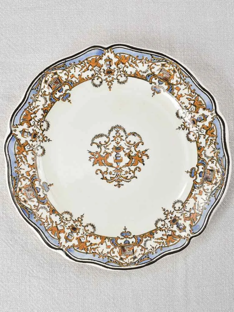 Set of 6 antique Gien dessert plates 8¾"