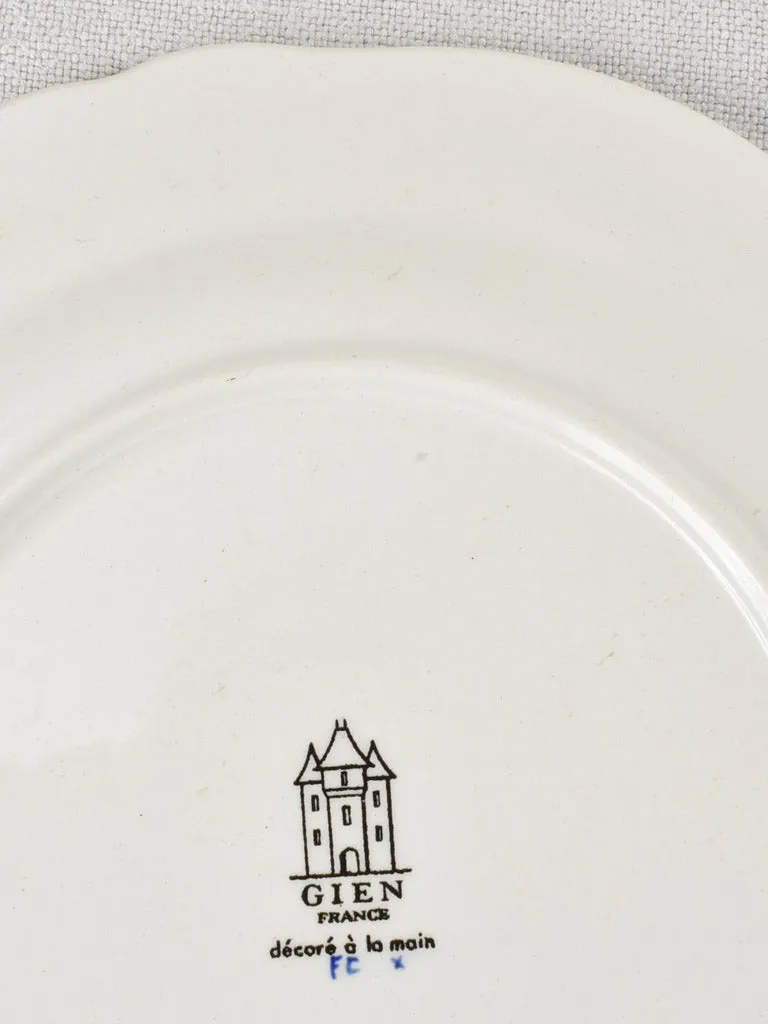 Set of 6 antique Gien dessert plates 8¾"