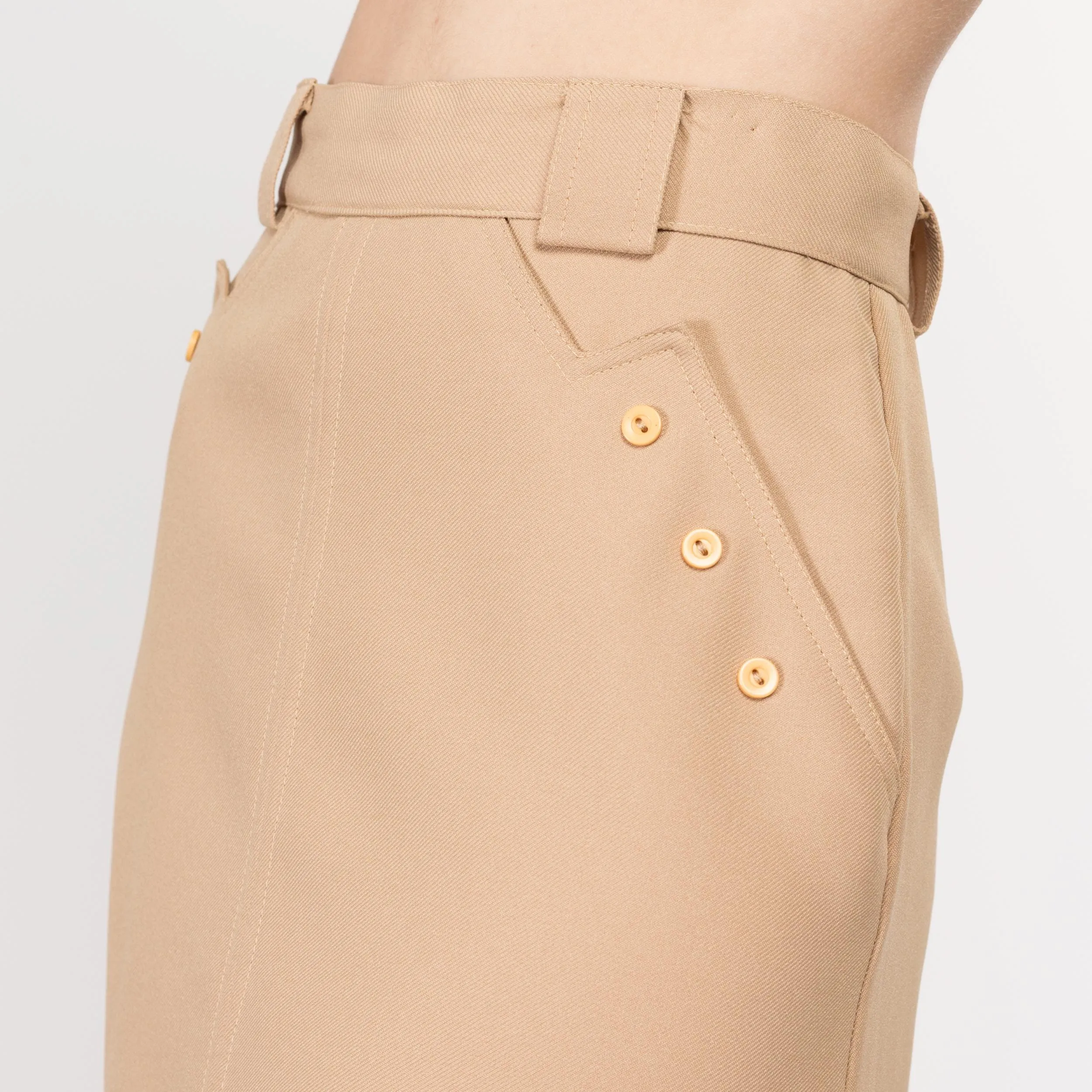 Small 70s Tan A Line Midi Skirt 25.5"