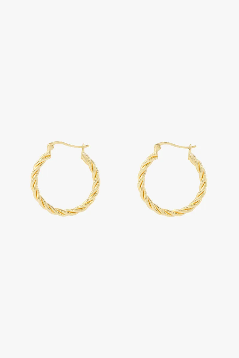 Small twisted hoop earring gold plated 23mm