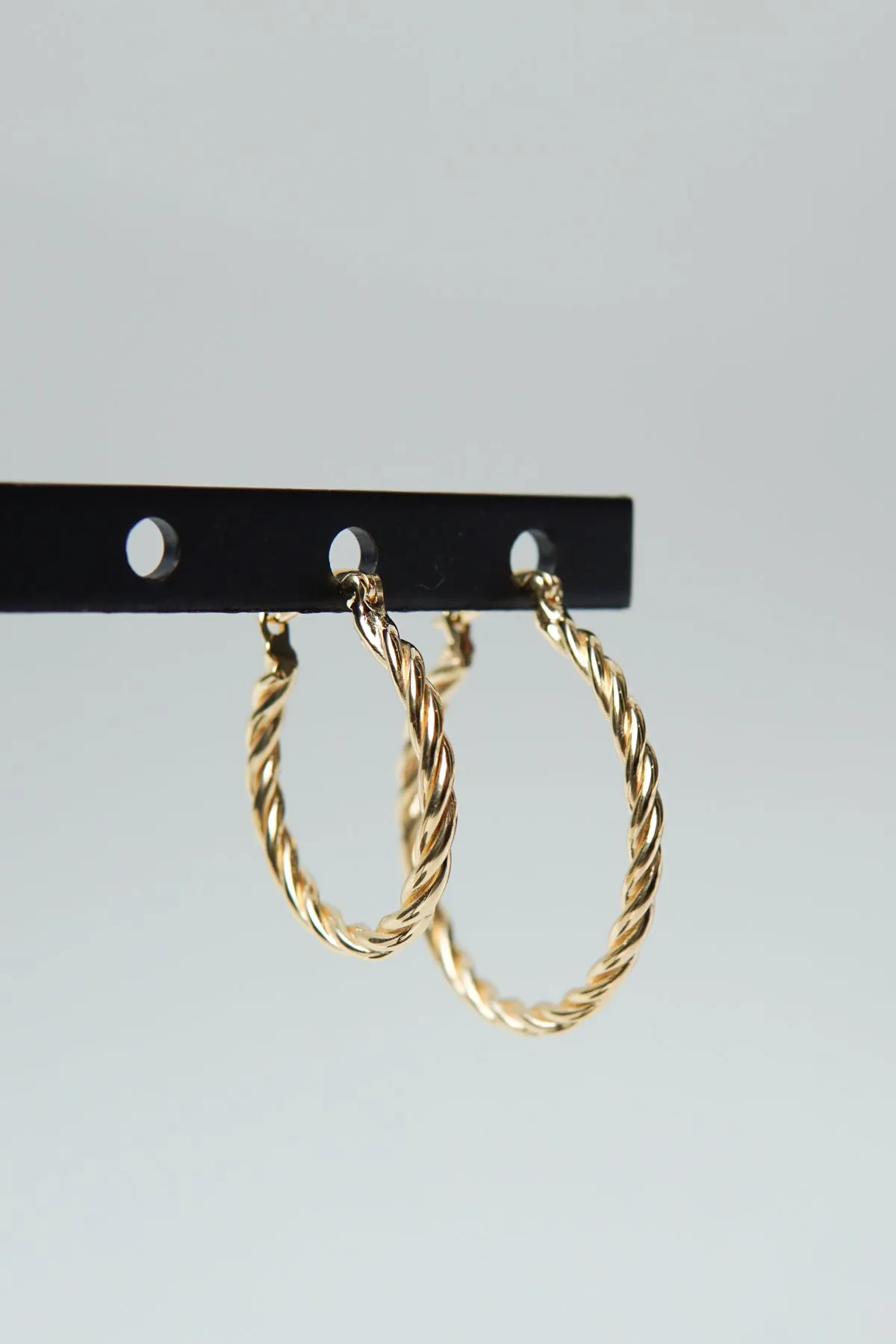 Small twisted hoop earring gold plated 23mm