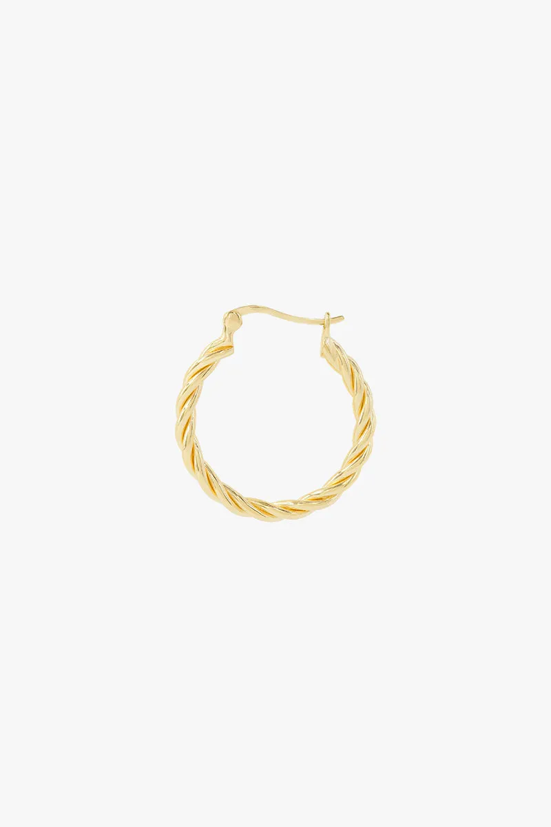 Small twisted hoop earring gold plated 23mm