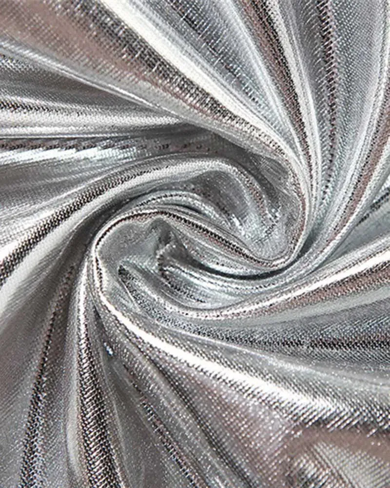 Solaria – Side shoelace detail – Metallic mini skirt
