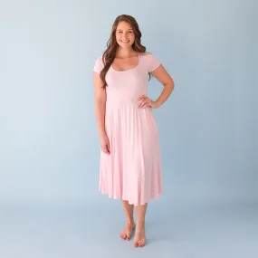 Springtime Pastel Pink Women's Scoop Midi Dress
