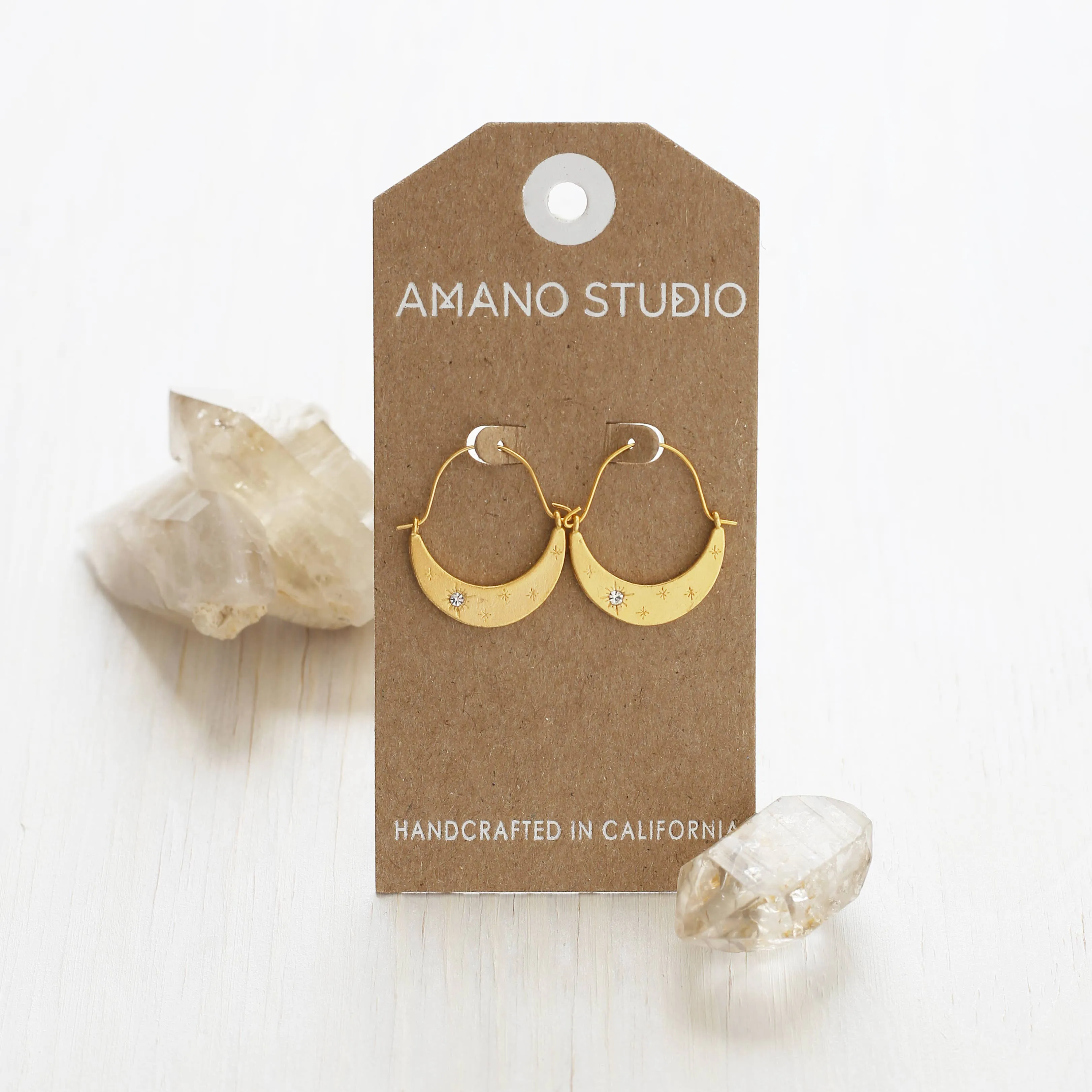 Starlight Crescent Earrings: Crystal