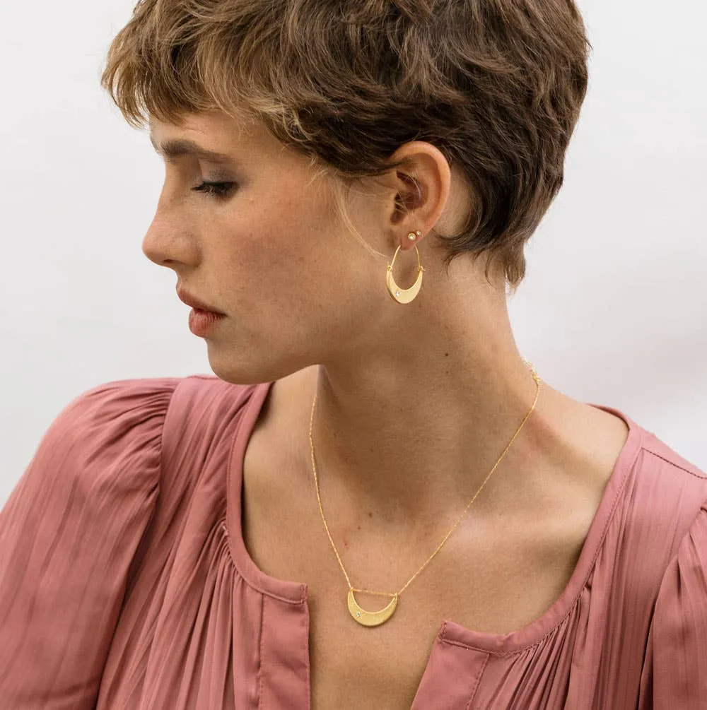 Starlight Crescent Earrings: Crystal