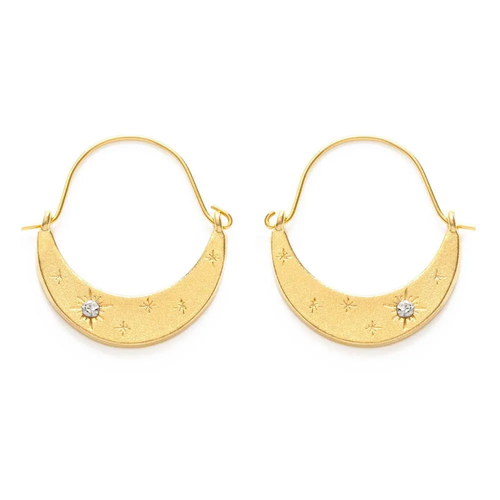 Starlight Crescent Earrings: Crystal