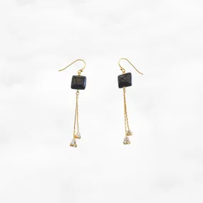 Starlight Square Obsidian Earrings