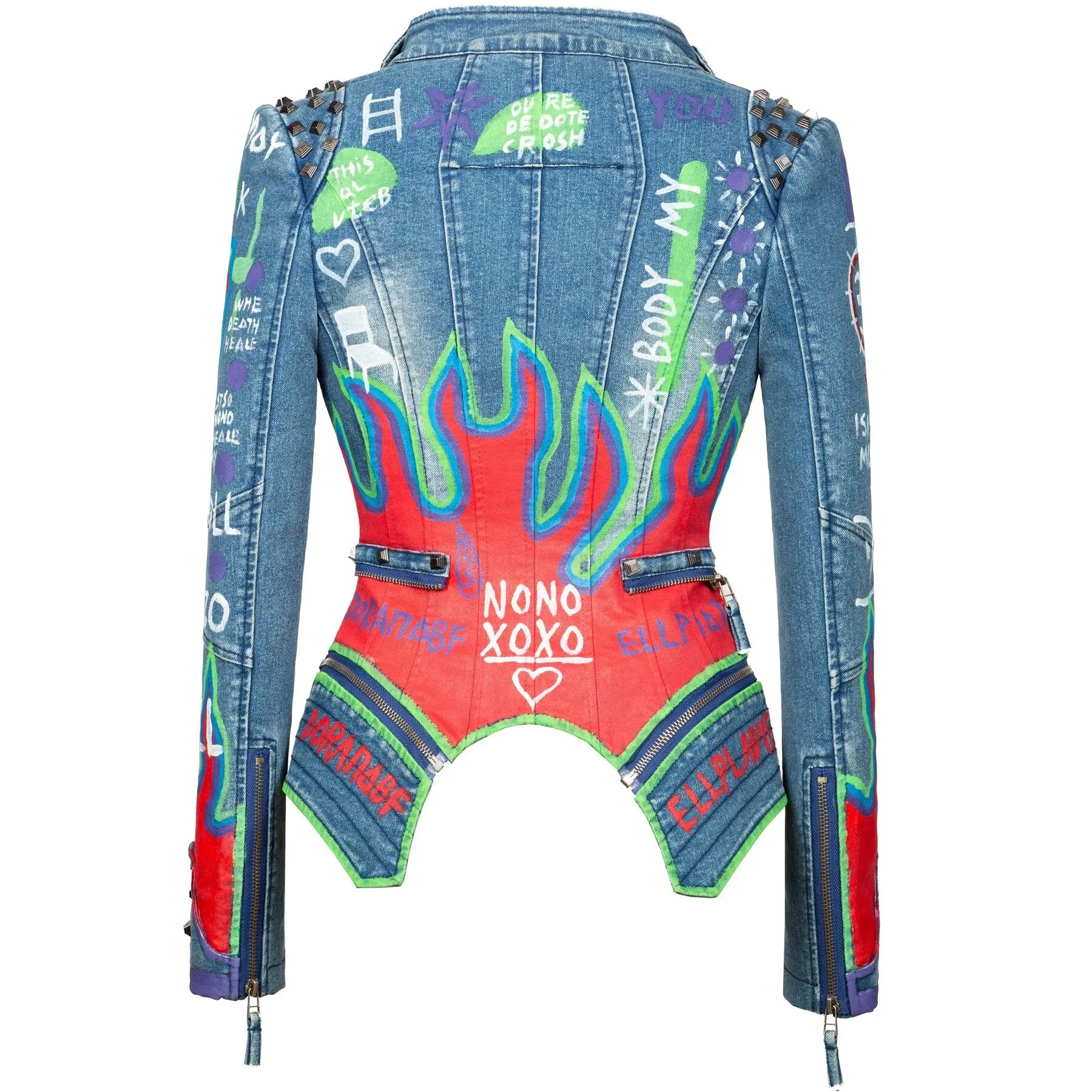 Studded Rivet Paint Hand Drawn Jacket