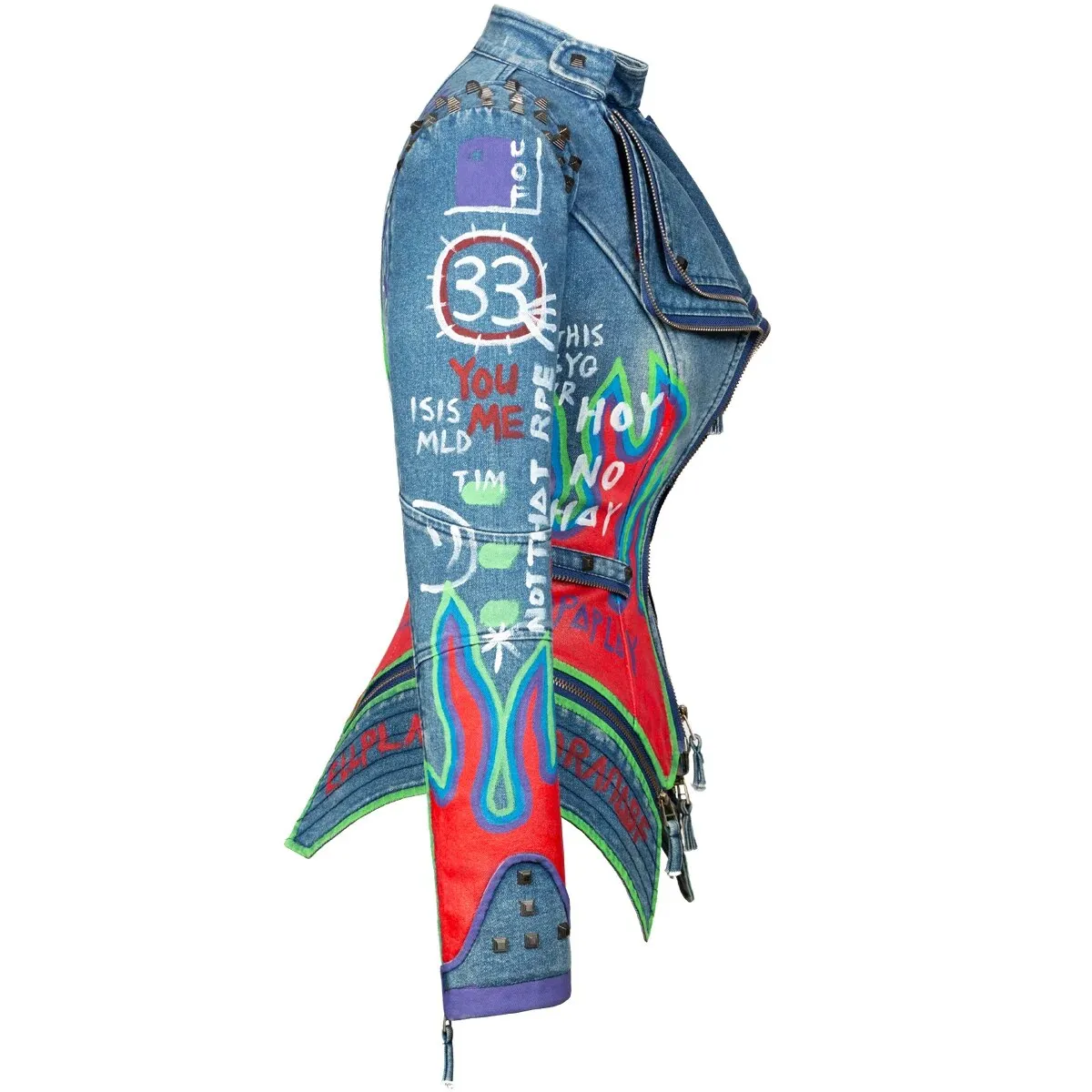 Studded Rivet Paint Hand Drawn Jacket