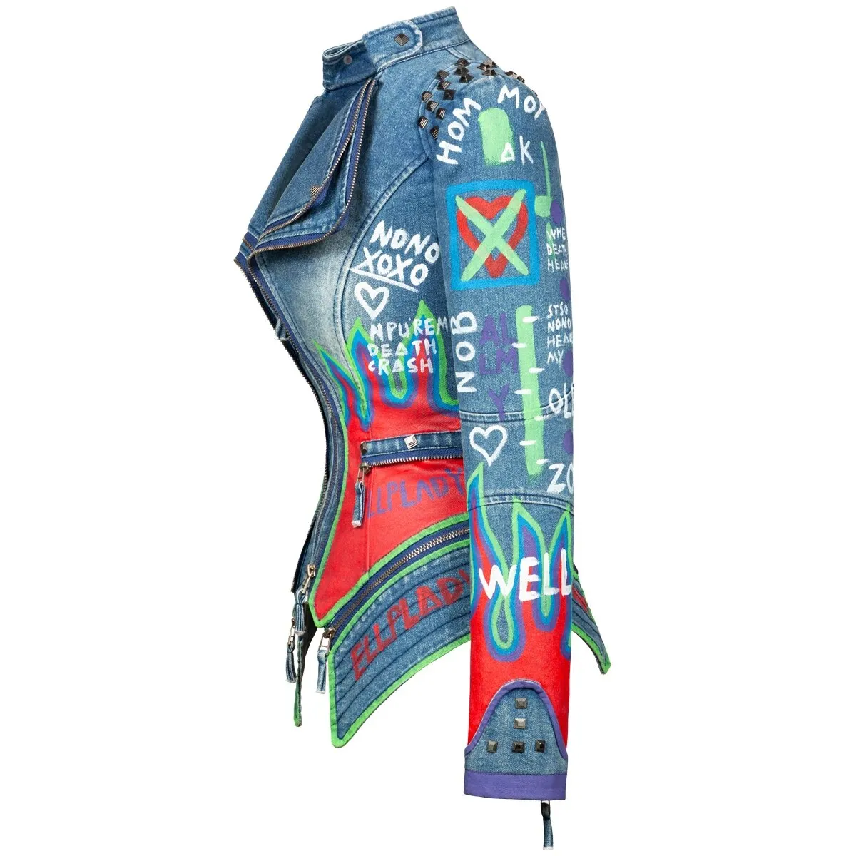Studded Rivet Paint Hand Drawn Jacket