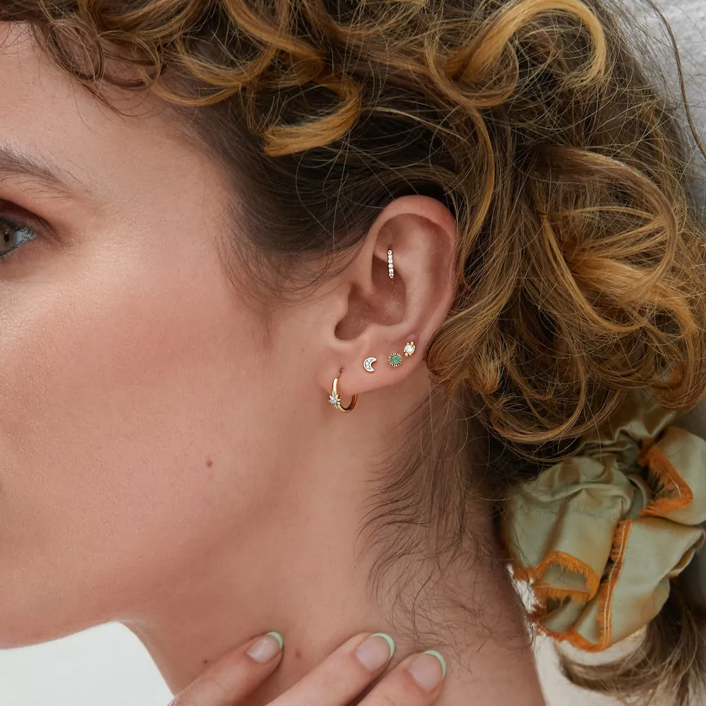Sun Ray Emerald Piercing Earring