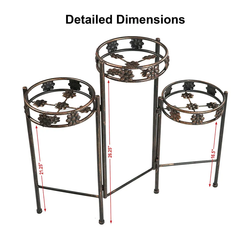 Sunnydaze 3-Tier Folding Plant Stand - 29"