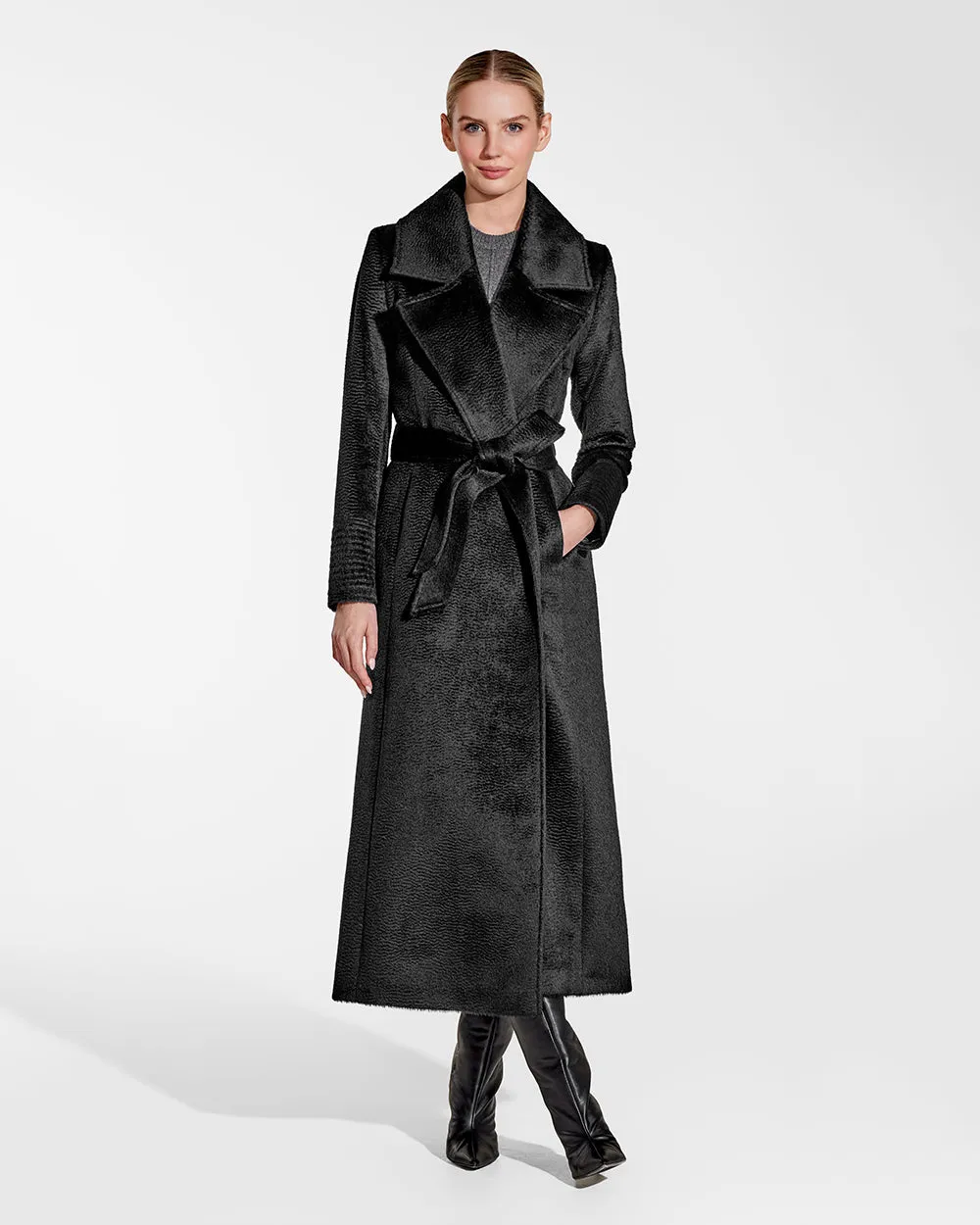 Suri Alpaca Maxi Notched Collar Wrap Coat