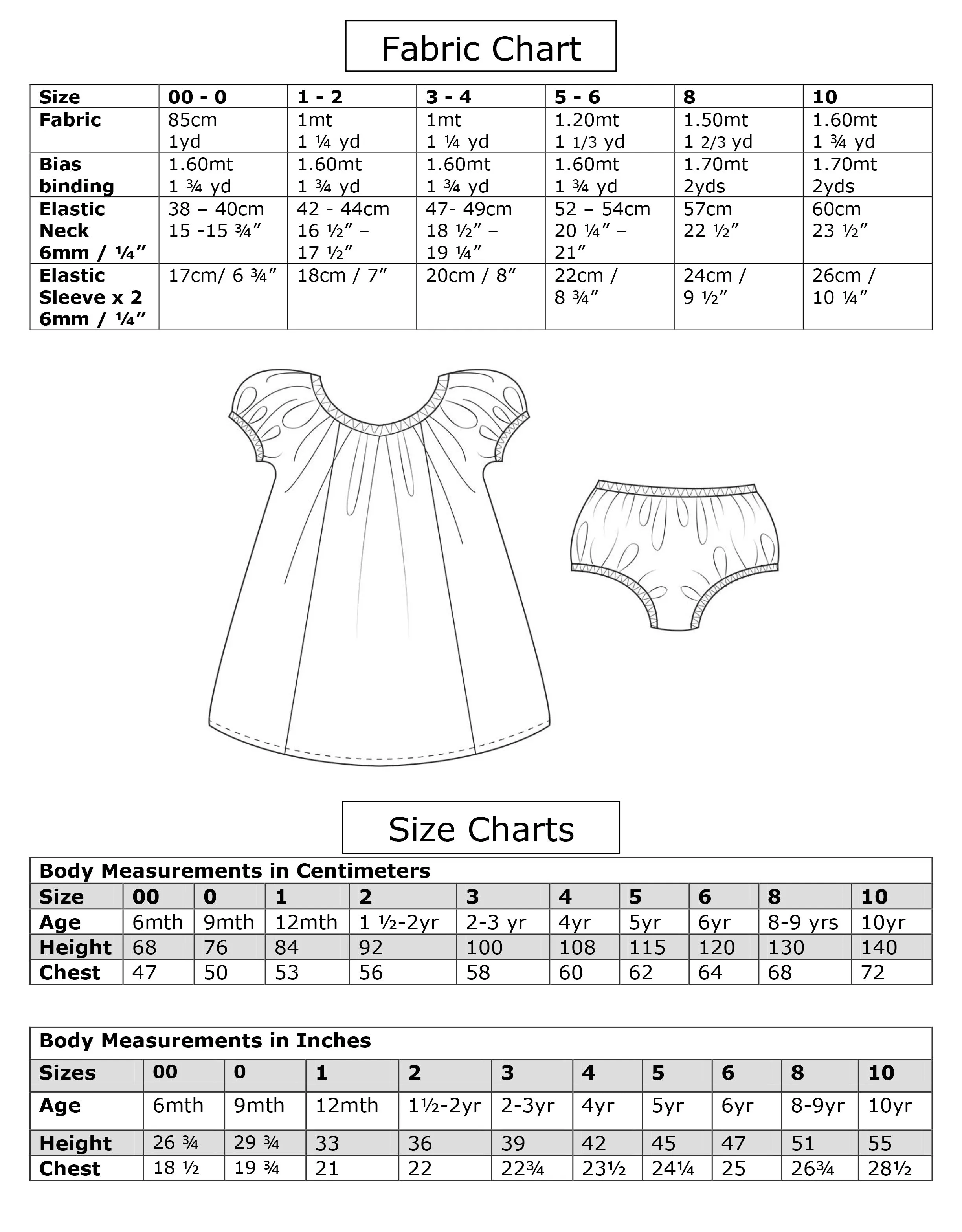SWEET PEA DRESS girl and baby pdf dress pattern sizes 6 months -10 years. Baby pants included.