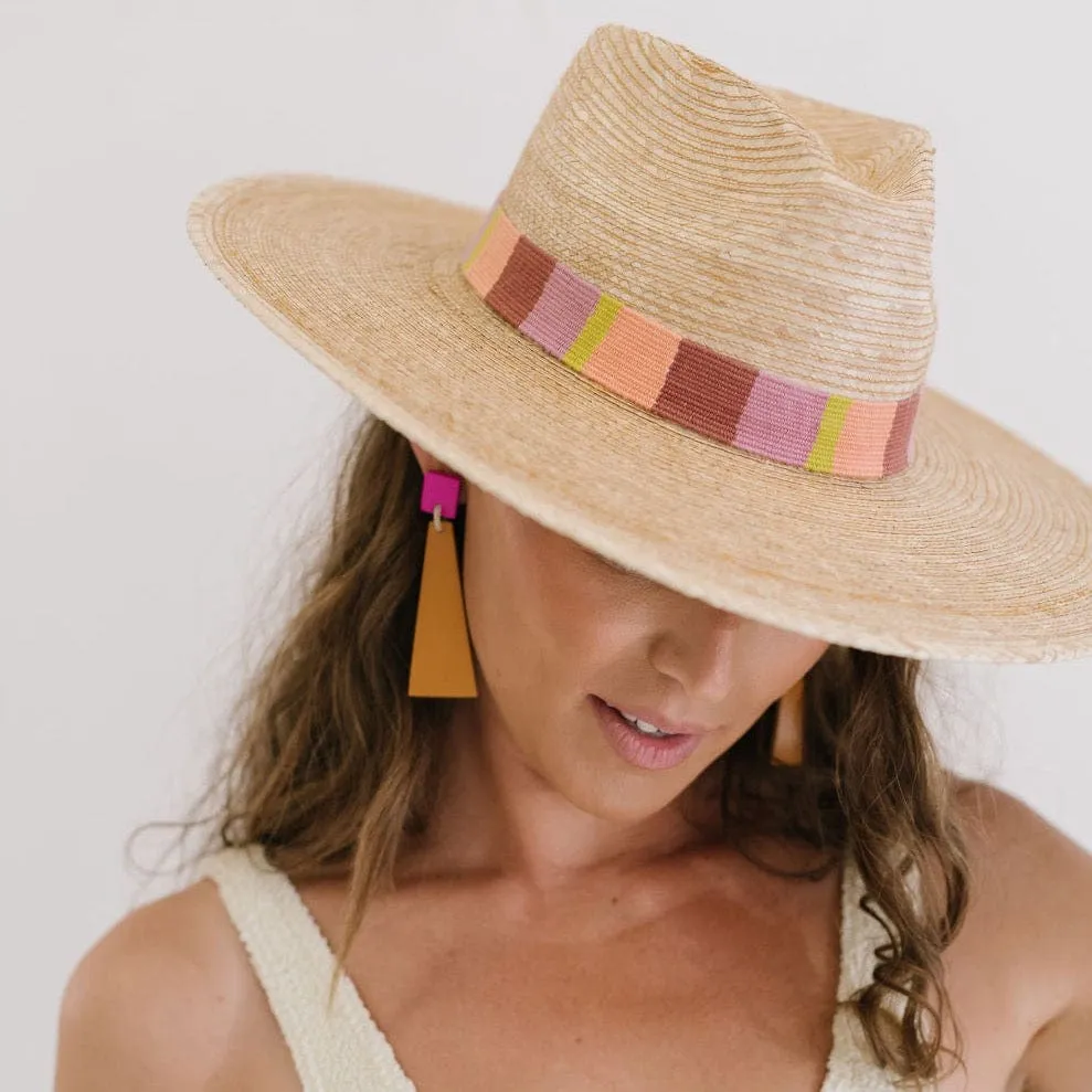 Terracotta Neon Shield Earrings