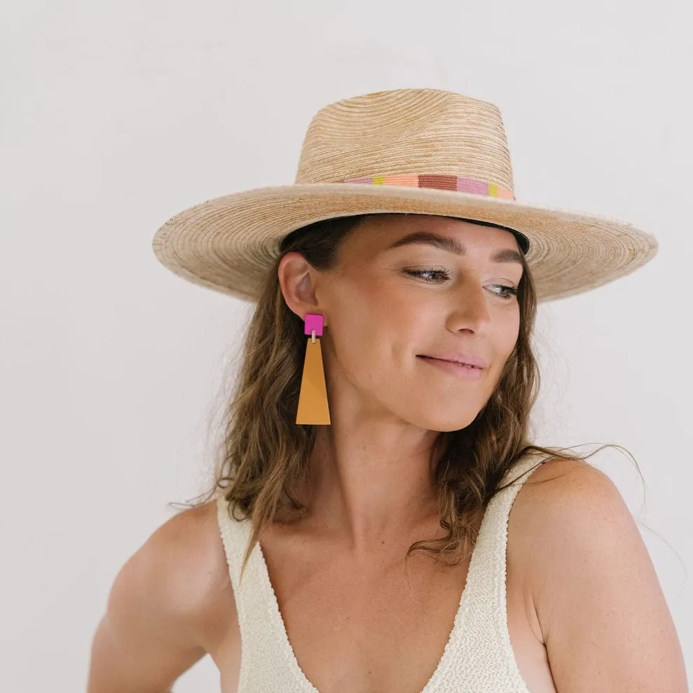 Terracotta Neon Shield Earrings
