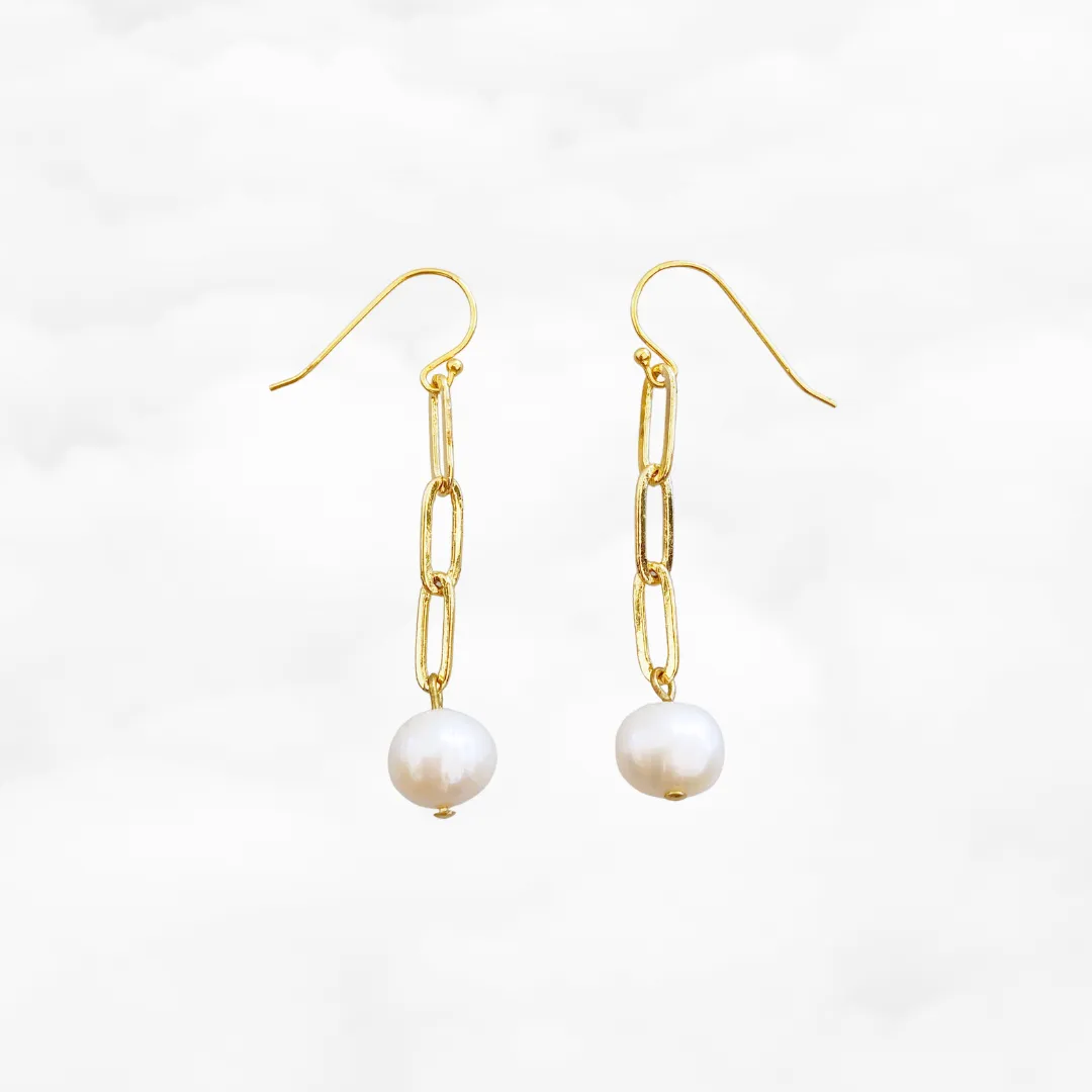 The Cloud Pearl and Chain Earrings