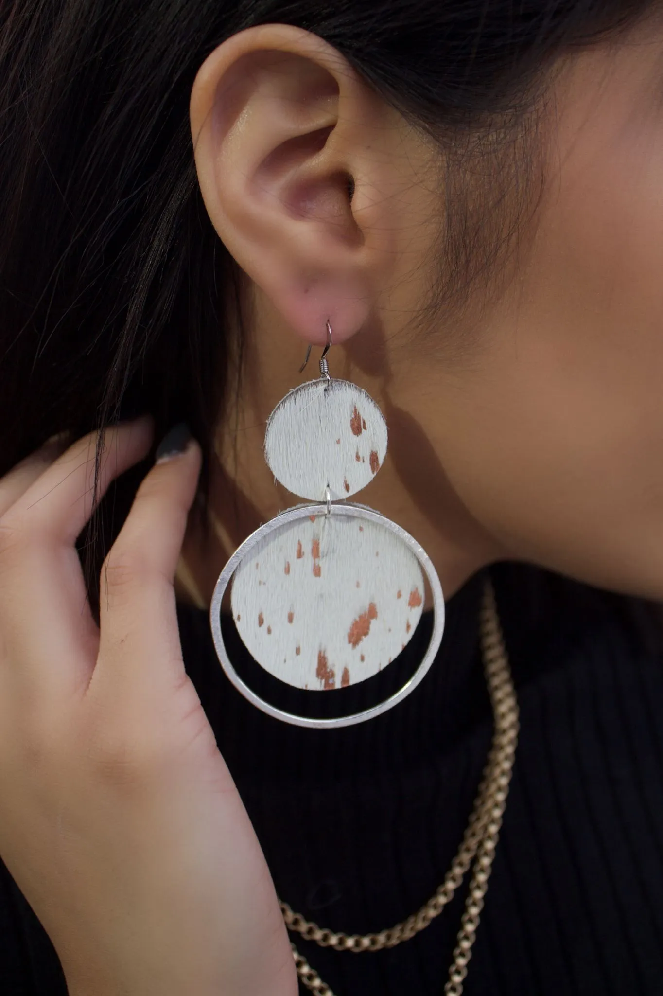 The Holli Double Circle Leather Earring Collection