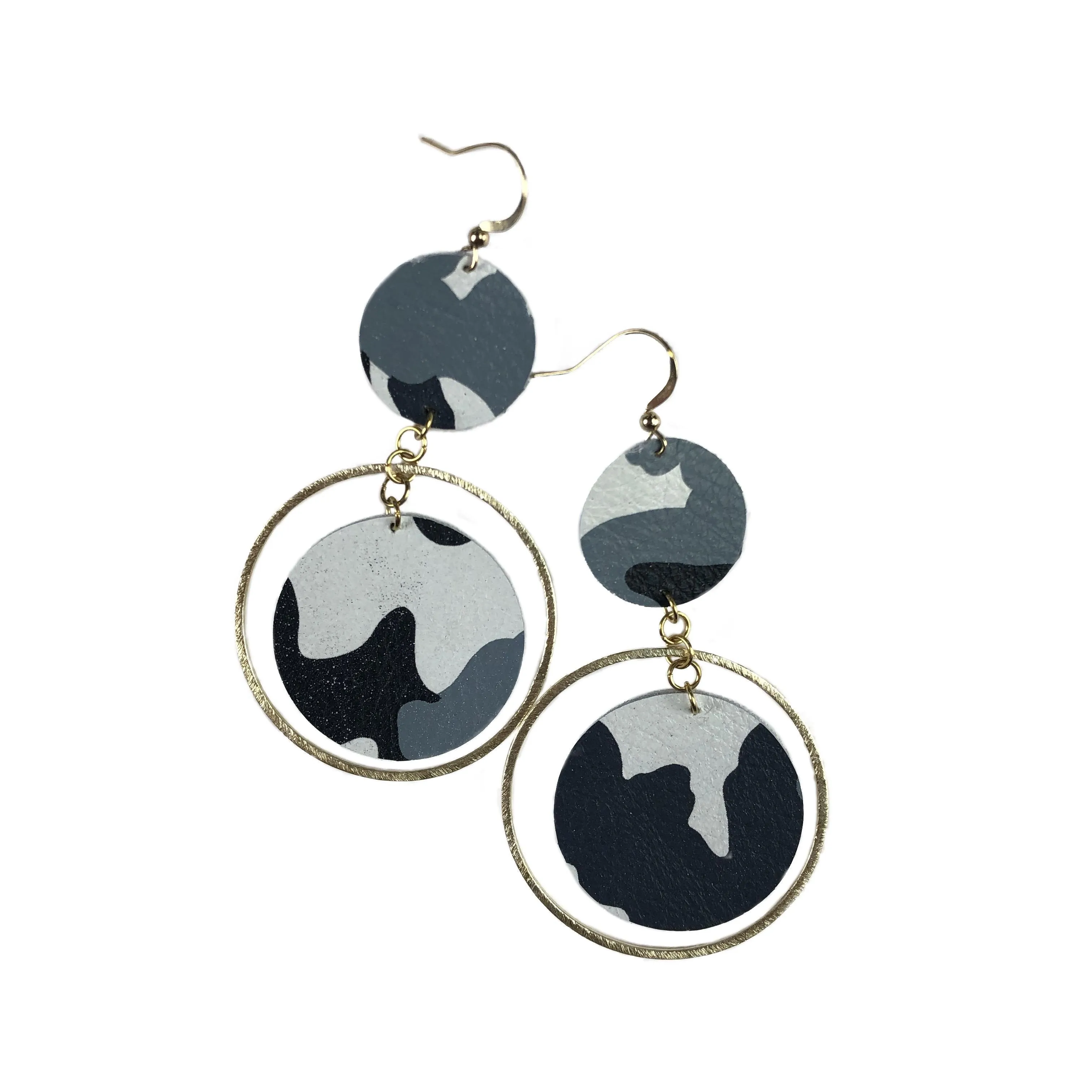 The Holli Double Circle Leather Earring Collection