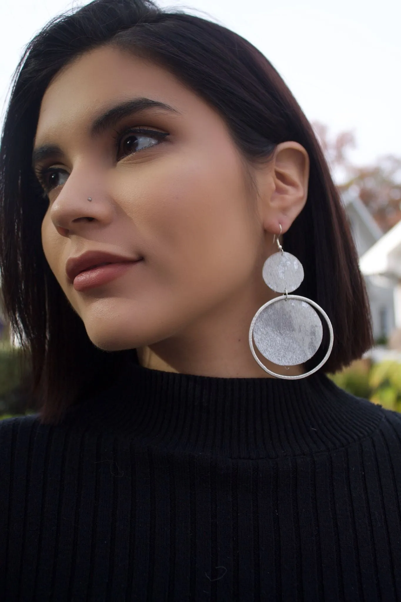 The Holli Double Circle Leather Earring Collection