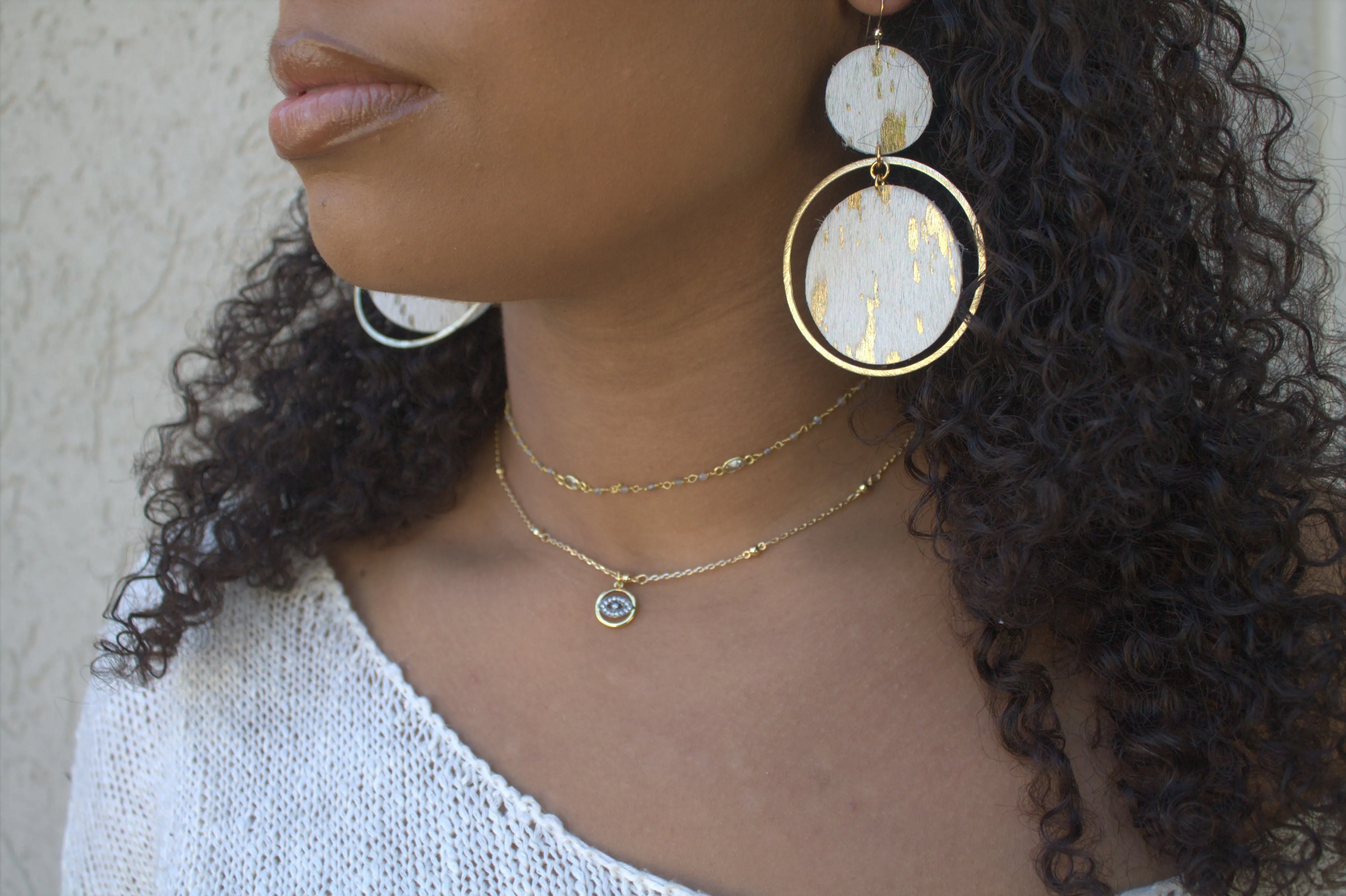 The Holli Double Circle Leather Earring Collection