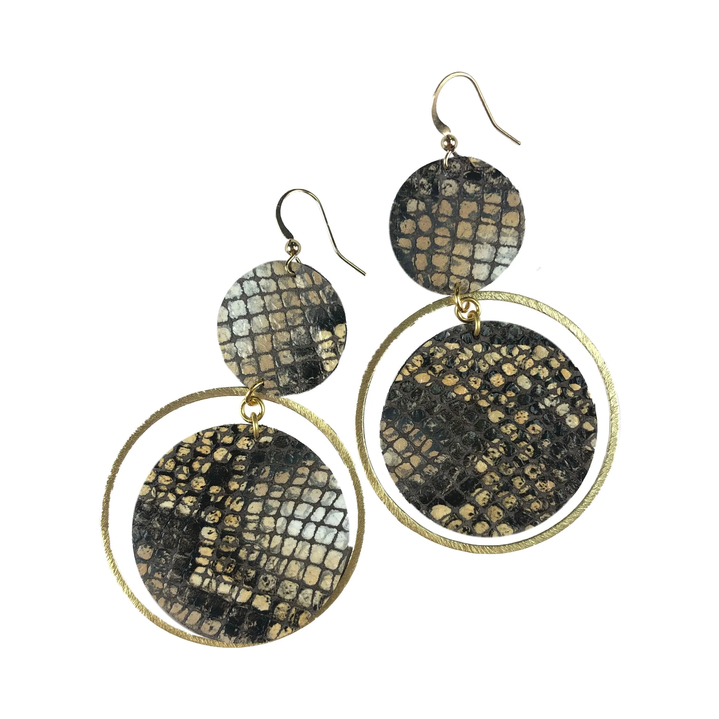 The Holli Double Circle Leather Earring Collection