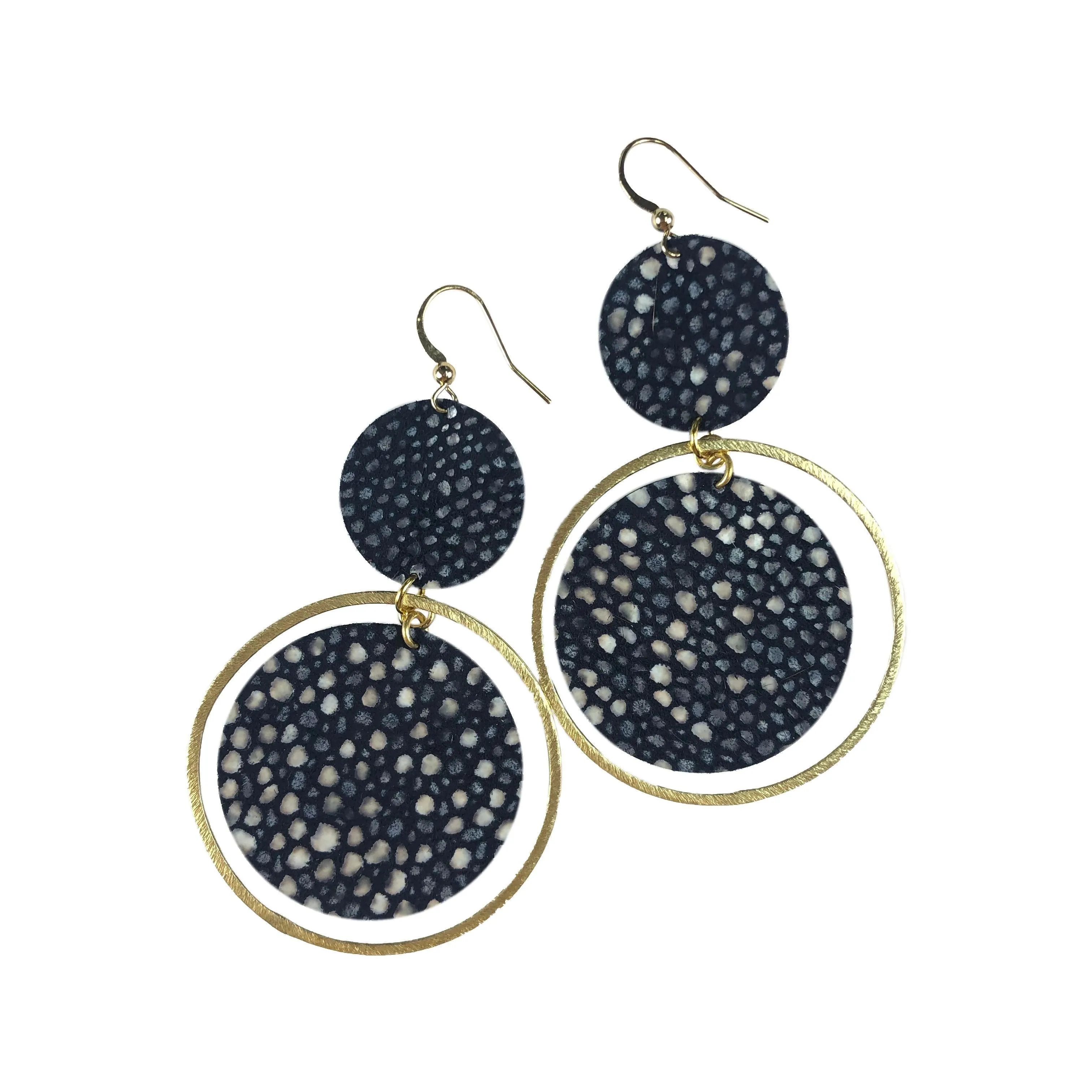 The Holli Double Circle Leather Earring Collection