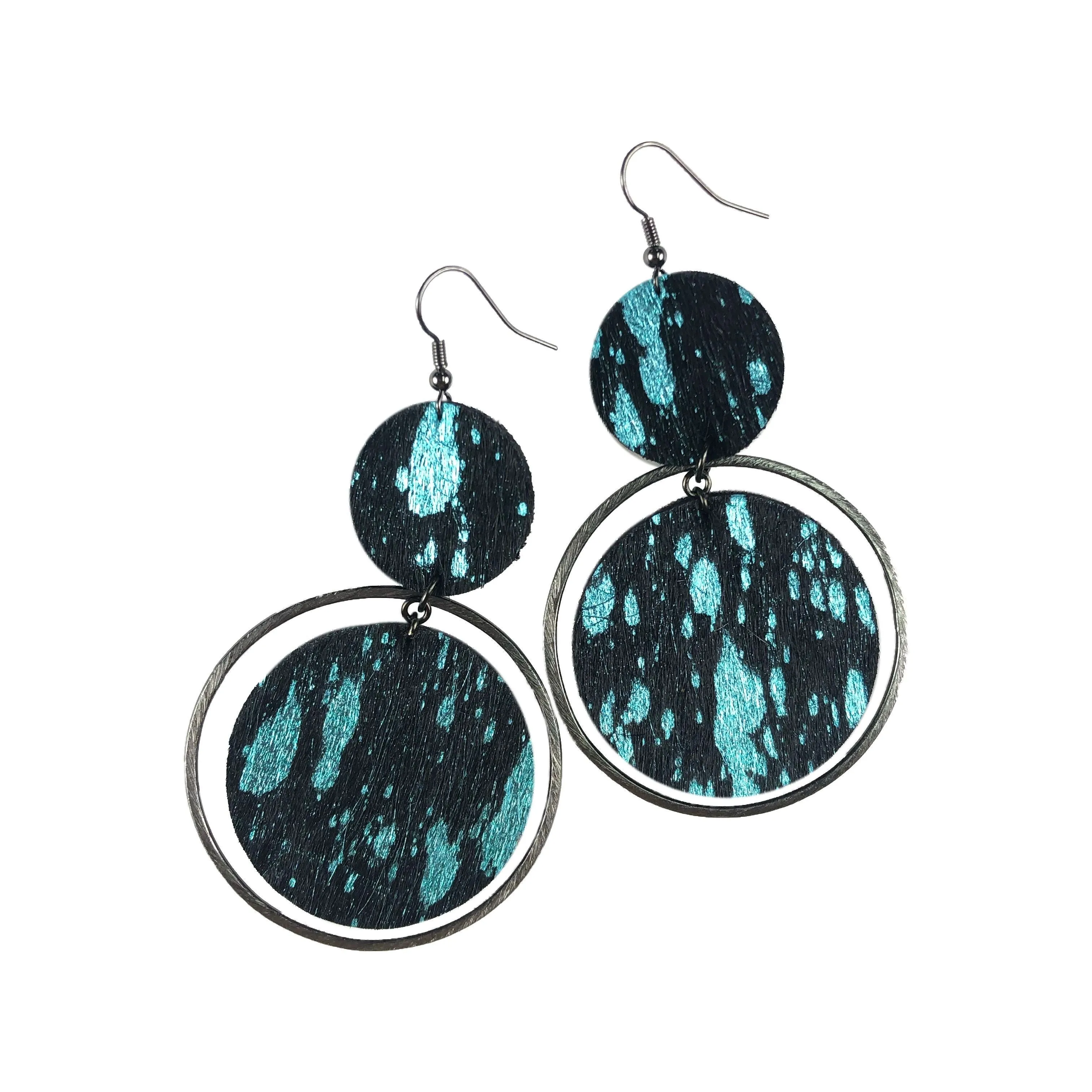 The Holli Double Circle Leather Earring Collection