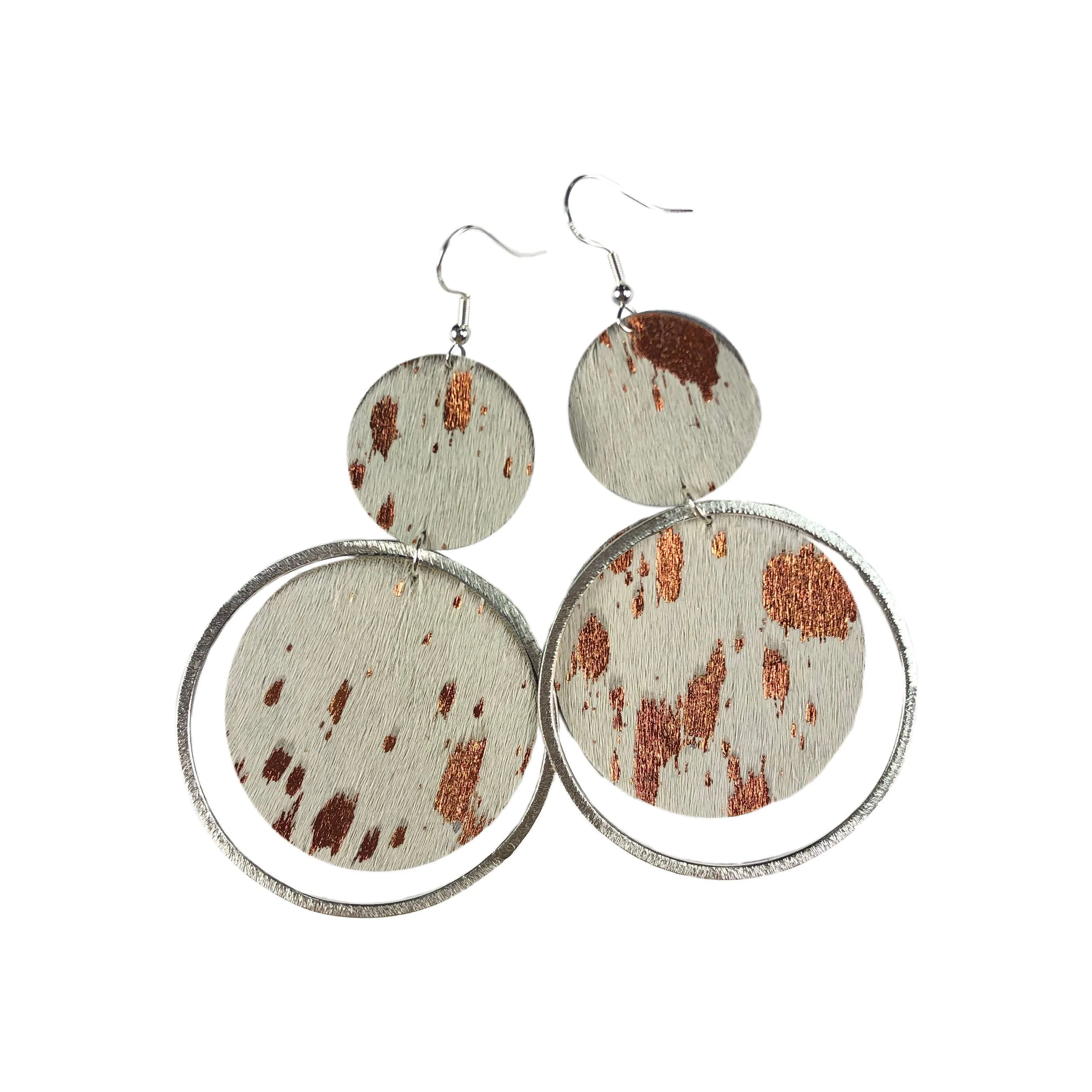 The Holli Double Circle Leather Earring Collection