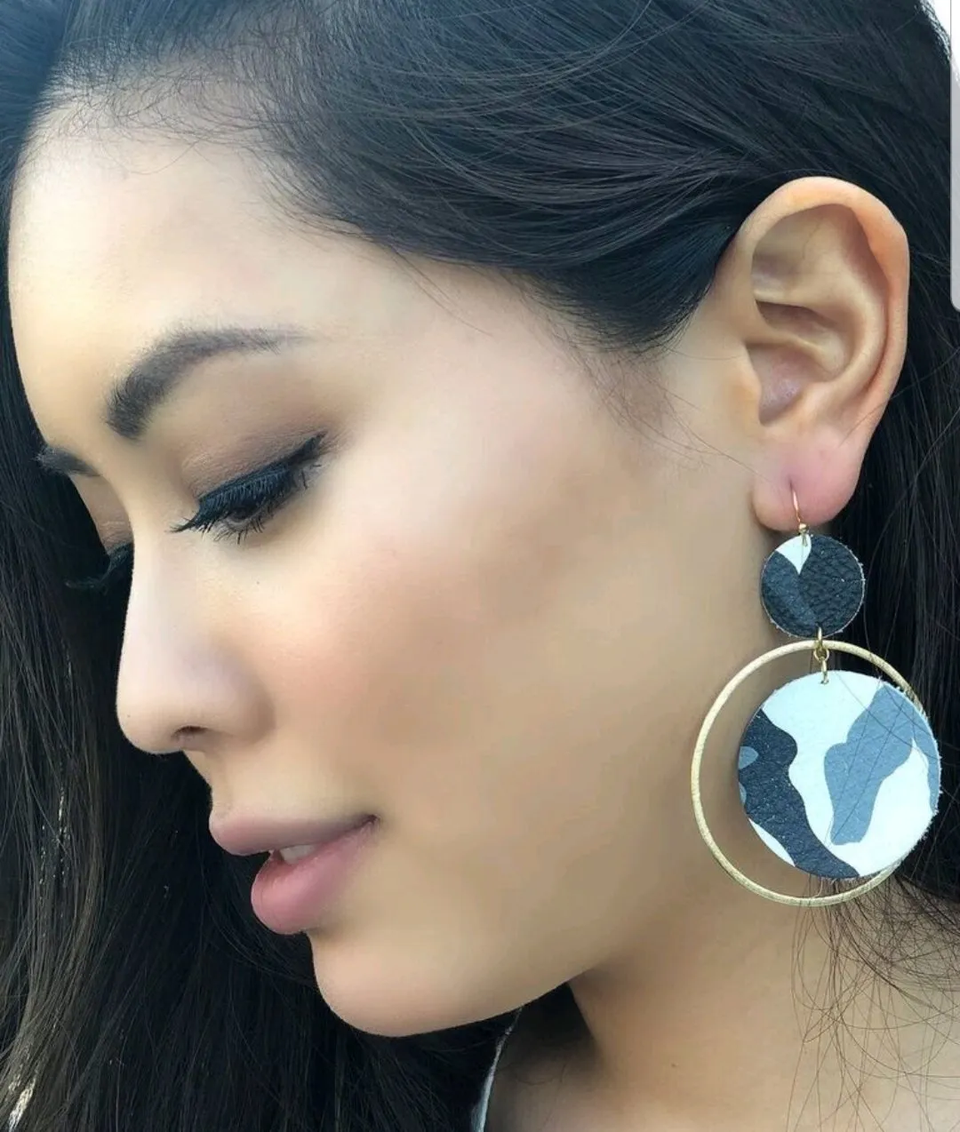 The Holli Double Circle Leather Earring Collection