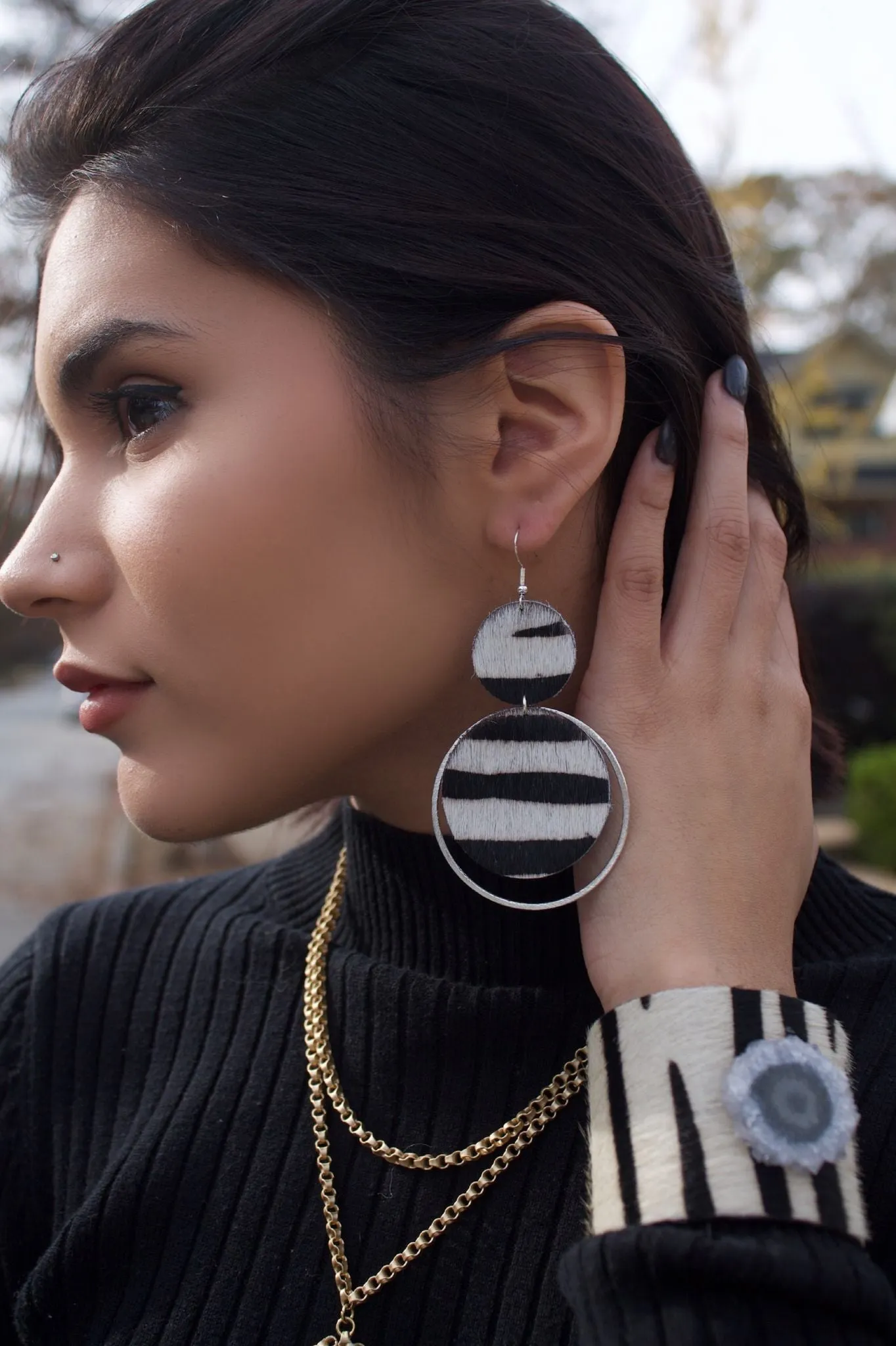 The Holli Double Circle Leather Earring Collection
