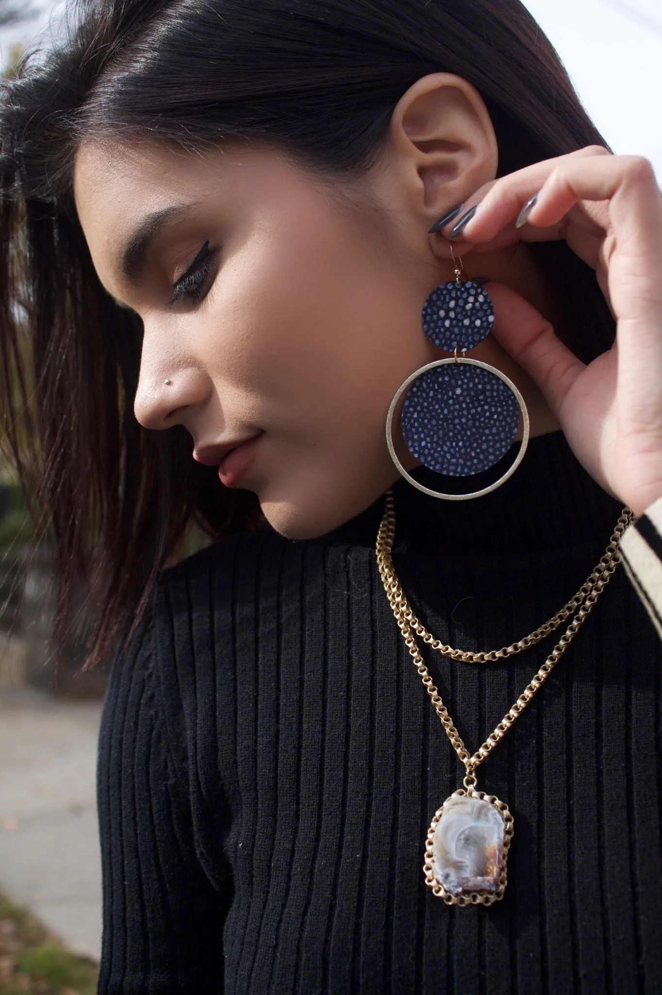 The Holli Double Circle Leather Earring Collection
