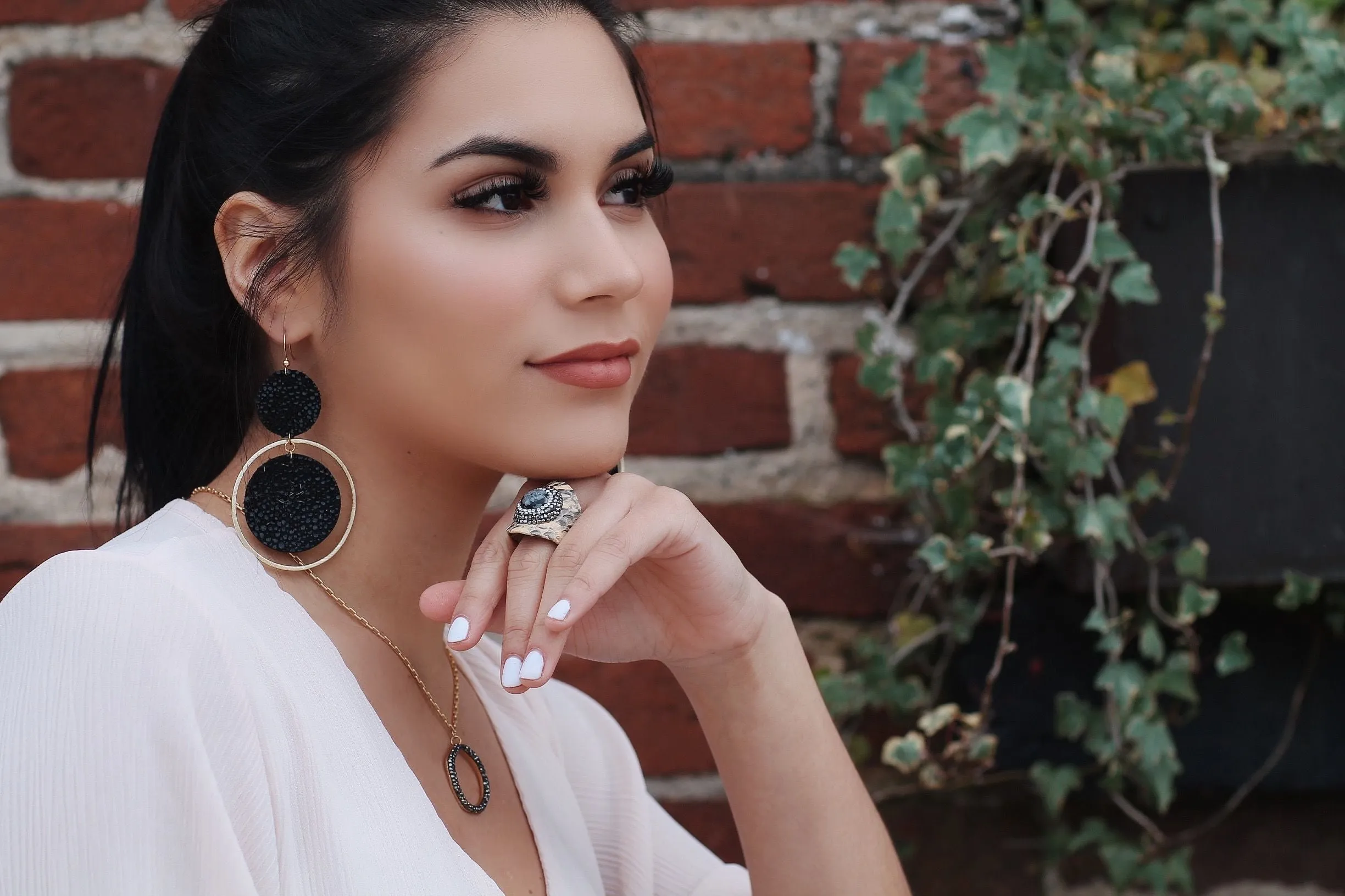The Holli Double Circle Leather Earring Collection