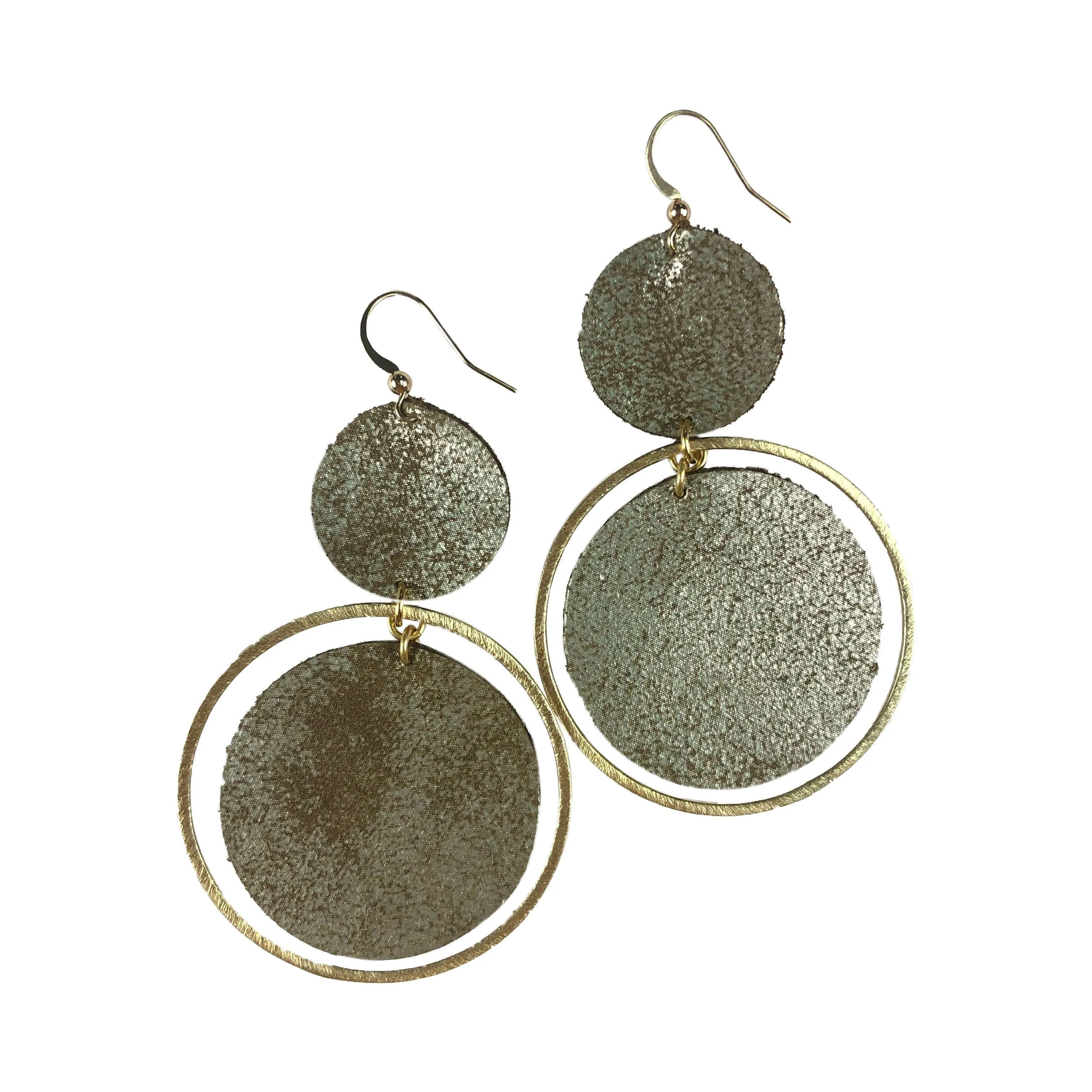 The Holli Double Circle Leather Earring Collection