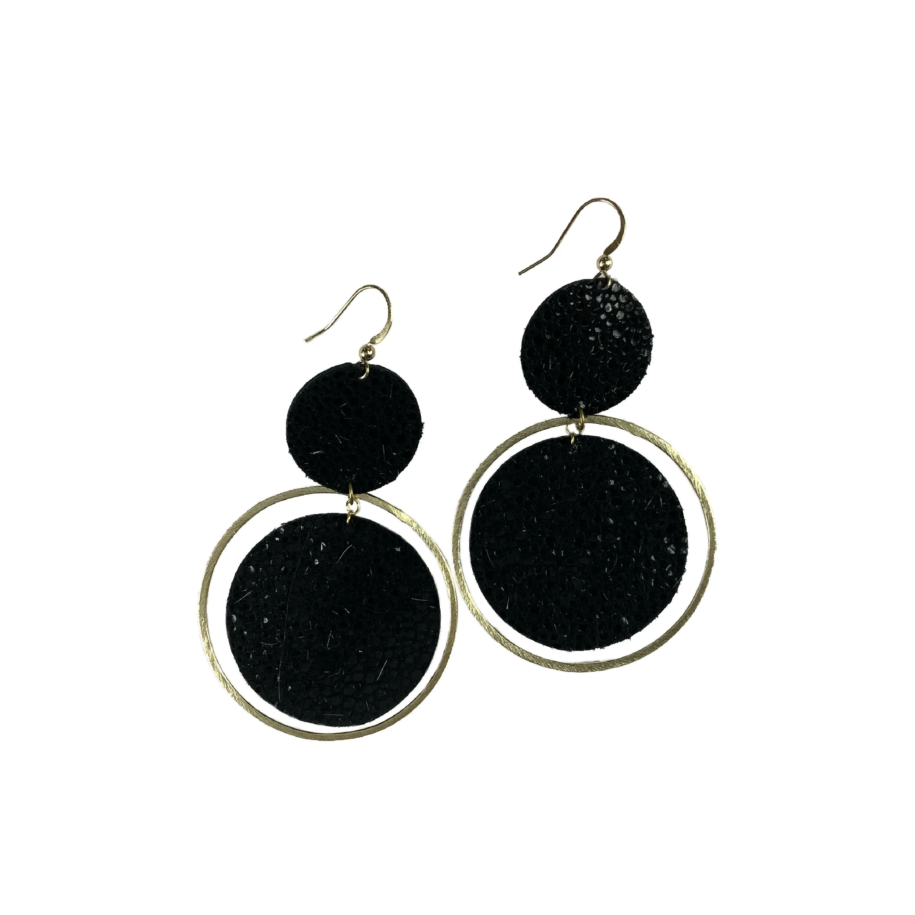The Holli Double Circle Leather Earring Collection